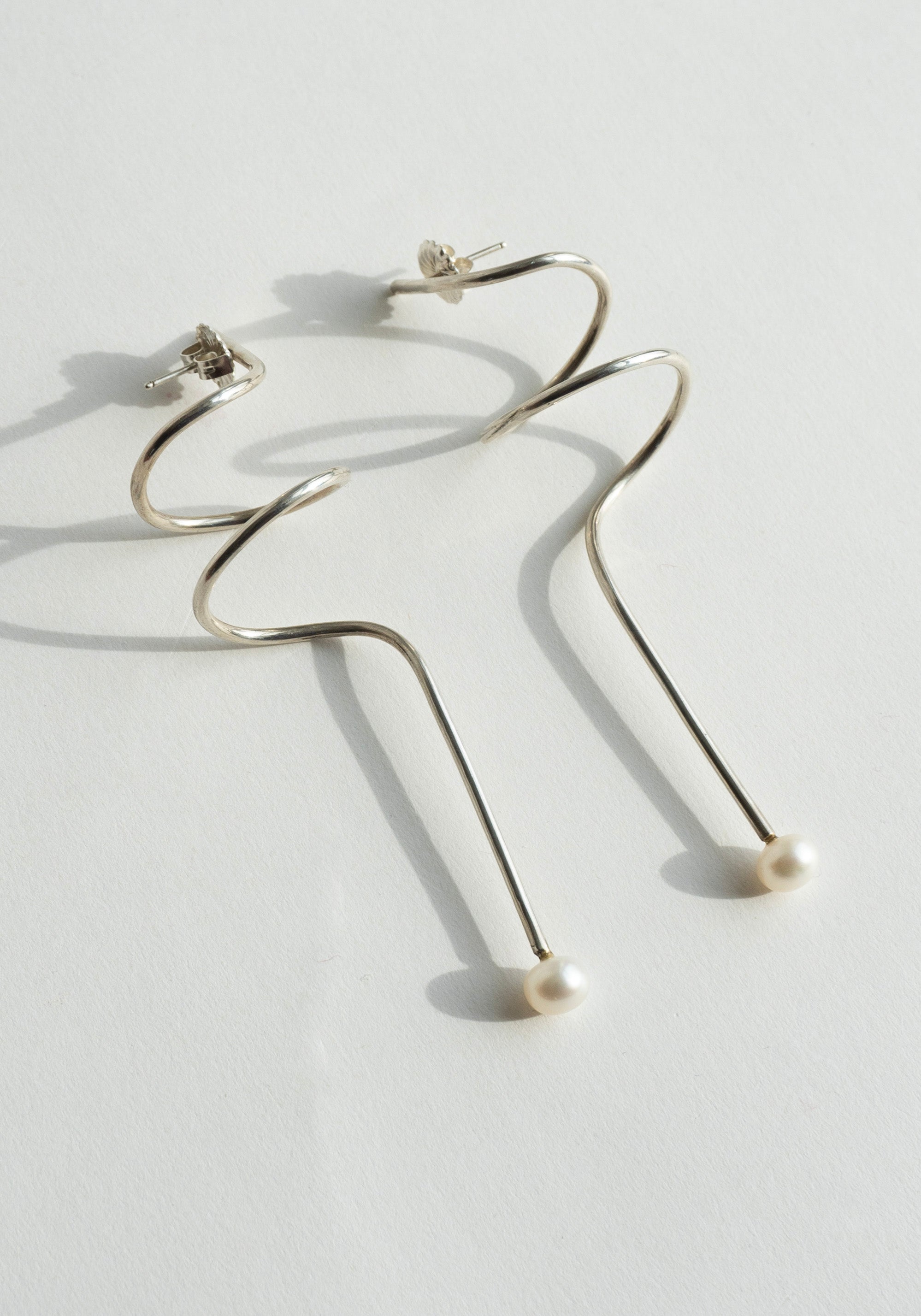 Danica Stamentic Long Spiral Drop Earrings with Pearls
