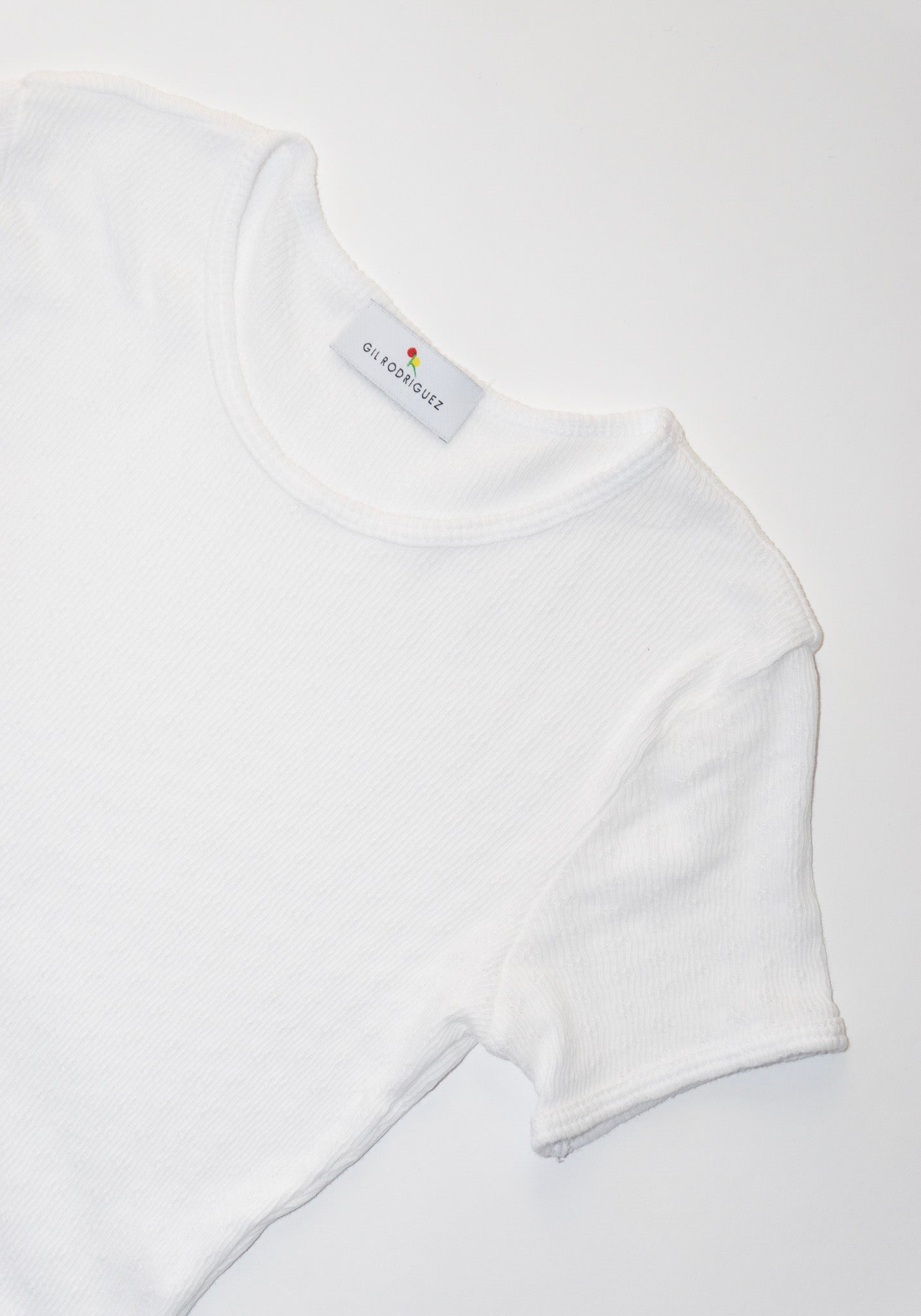 Gil Rodriguez Pointelle Perla Tee in White