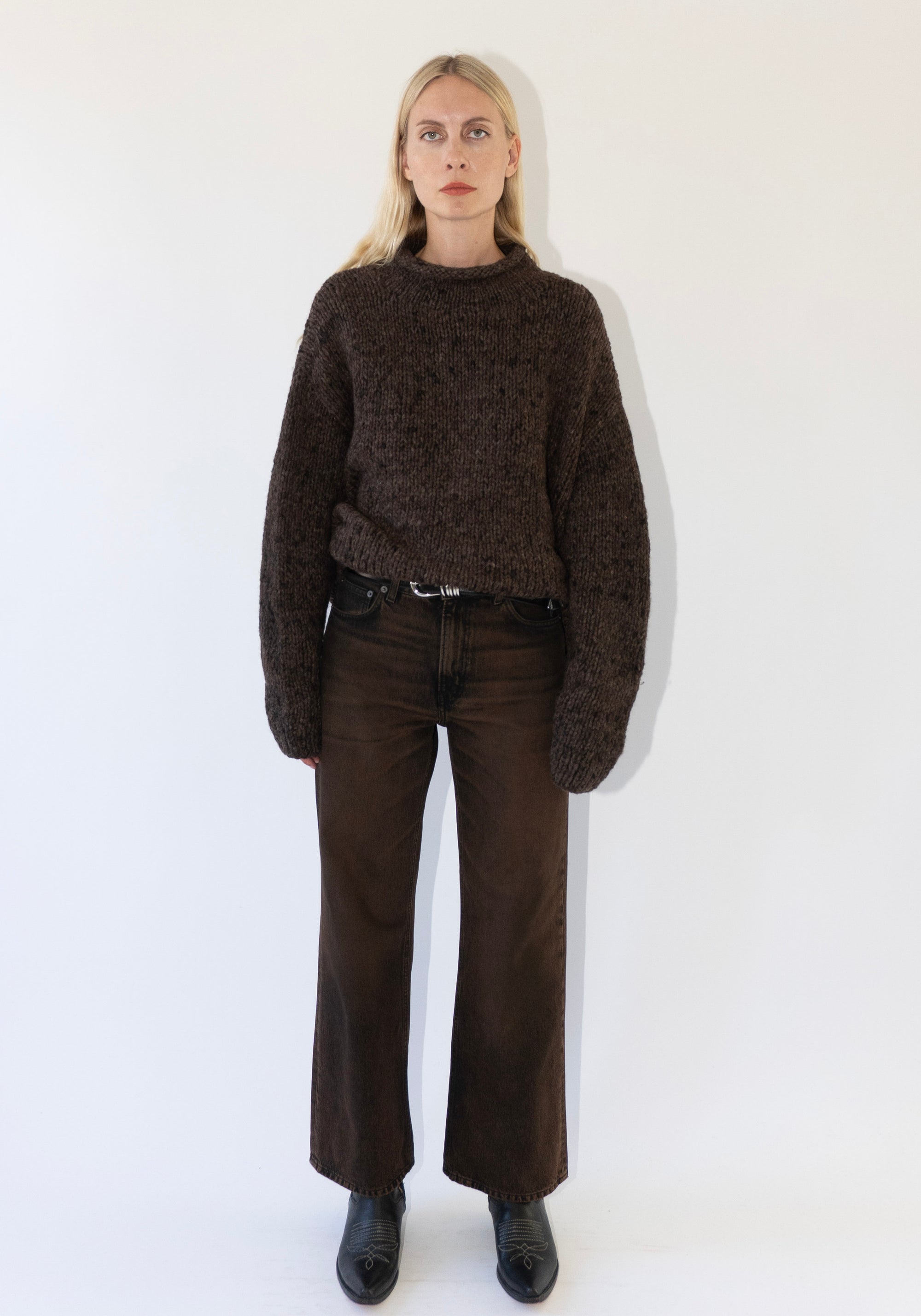 Lauren Manoogian Handknit Paint Rollneck in Black Paint