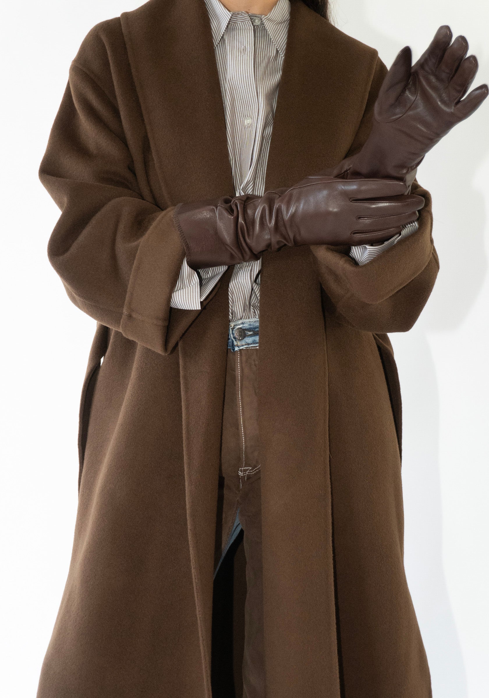 By Malene Birger Gemmi Long Leather Gloves in Brown