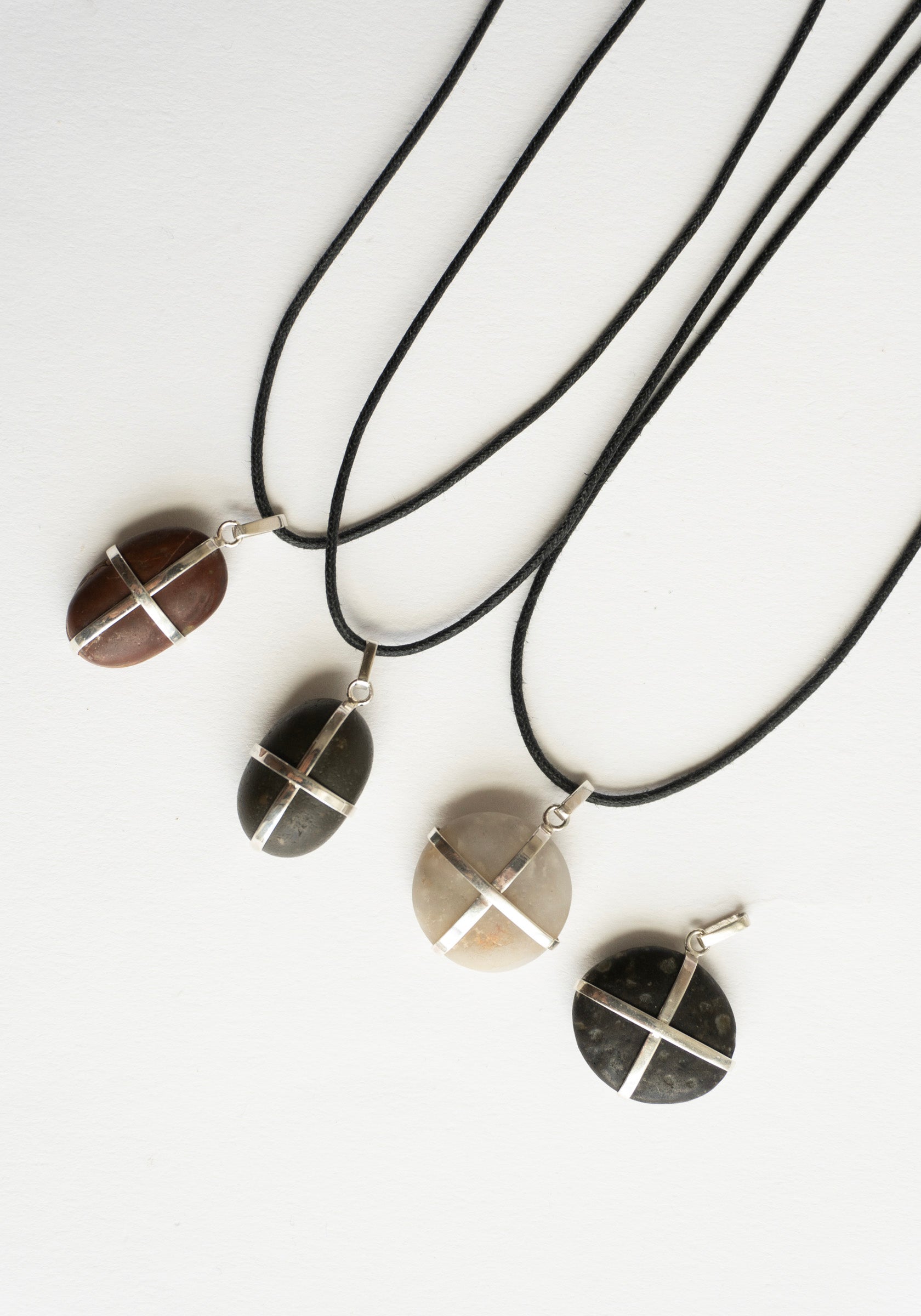 Nathalie Mathoulin Jewellery Stone Silver Ribbon Necklaces