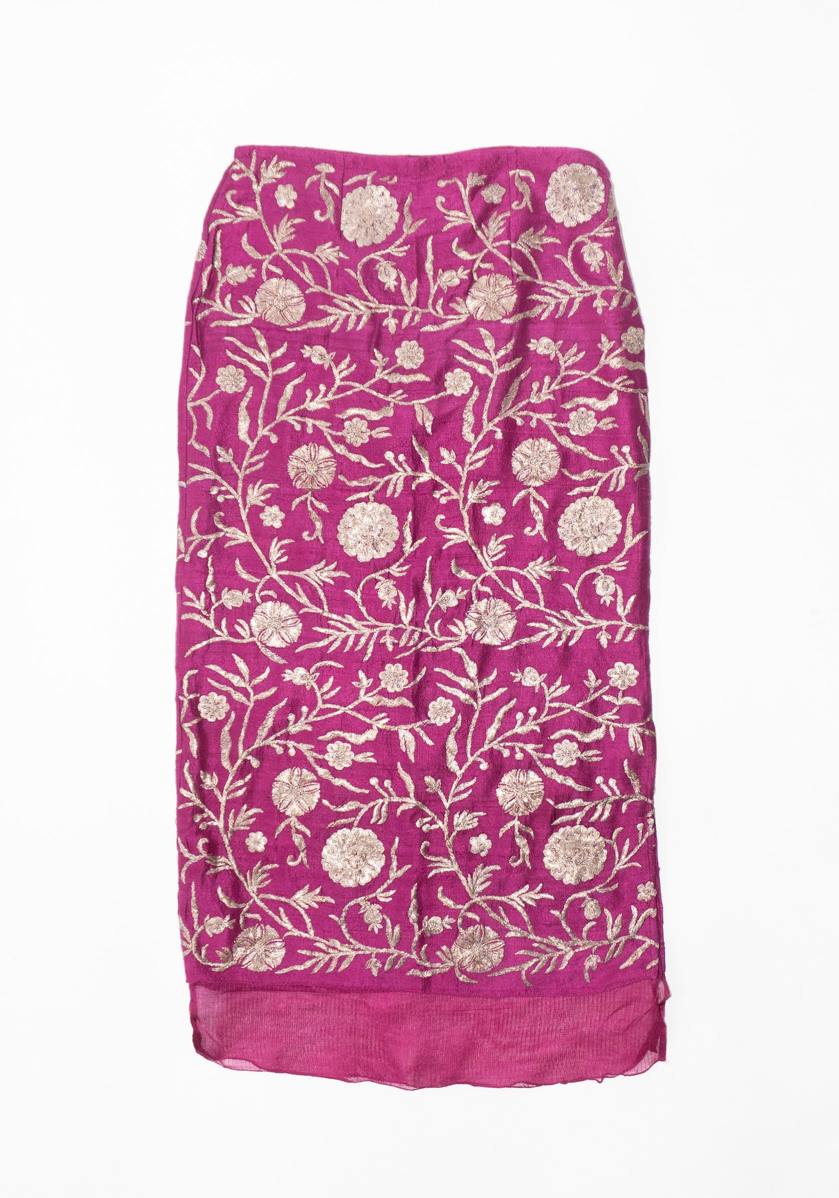 Kasab Slip Skirt with Kota in Magenta