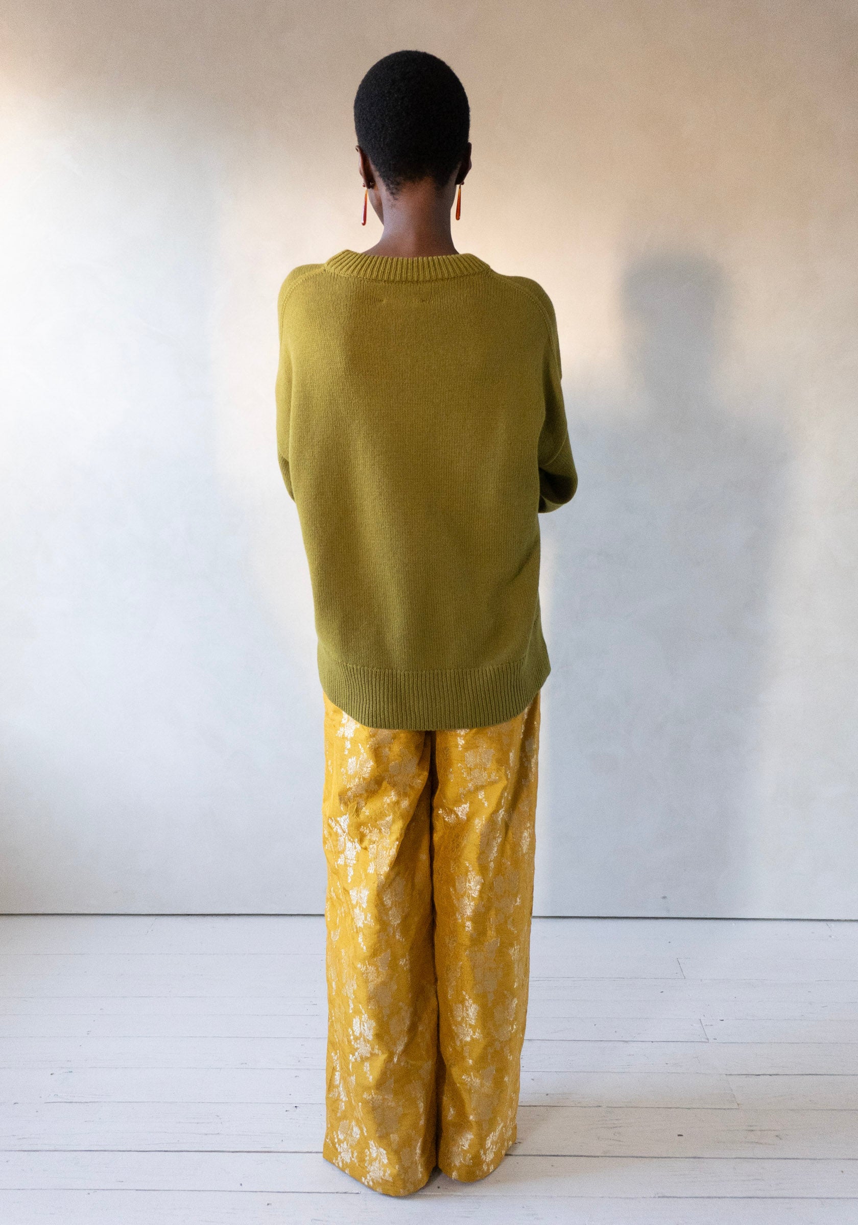 Silk Brocade Boxing Pant in Yellow