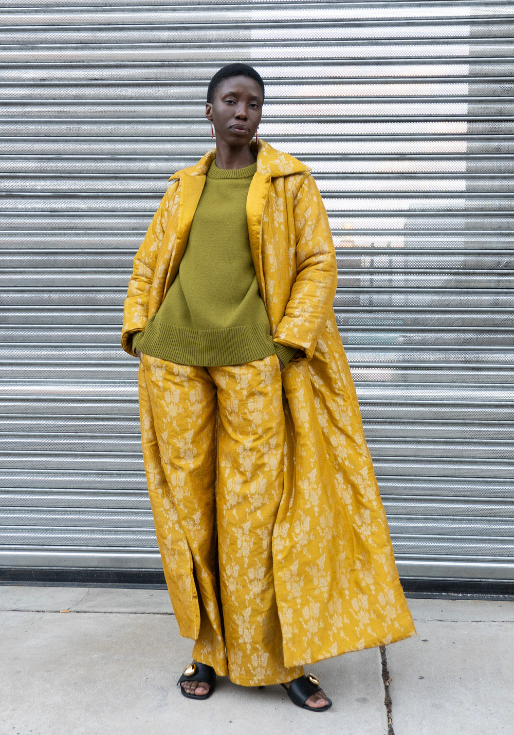 Silk Brocade Boxing Pant in Yellow