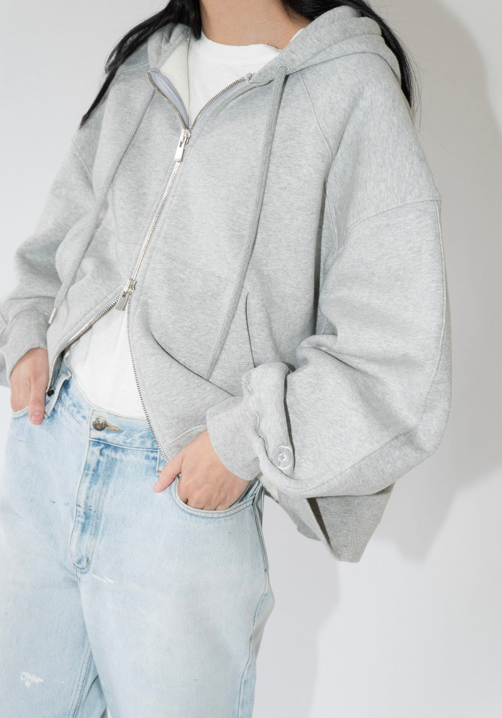 RÙADH Scott Zip Hoodie in Heather Grey


