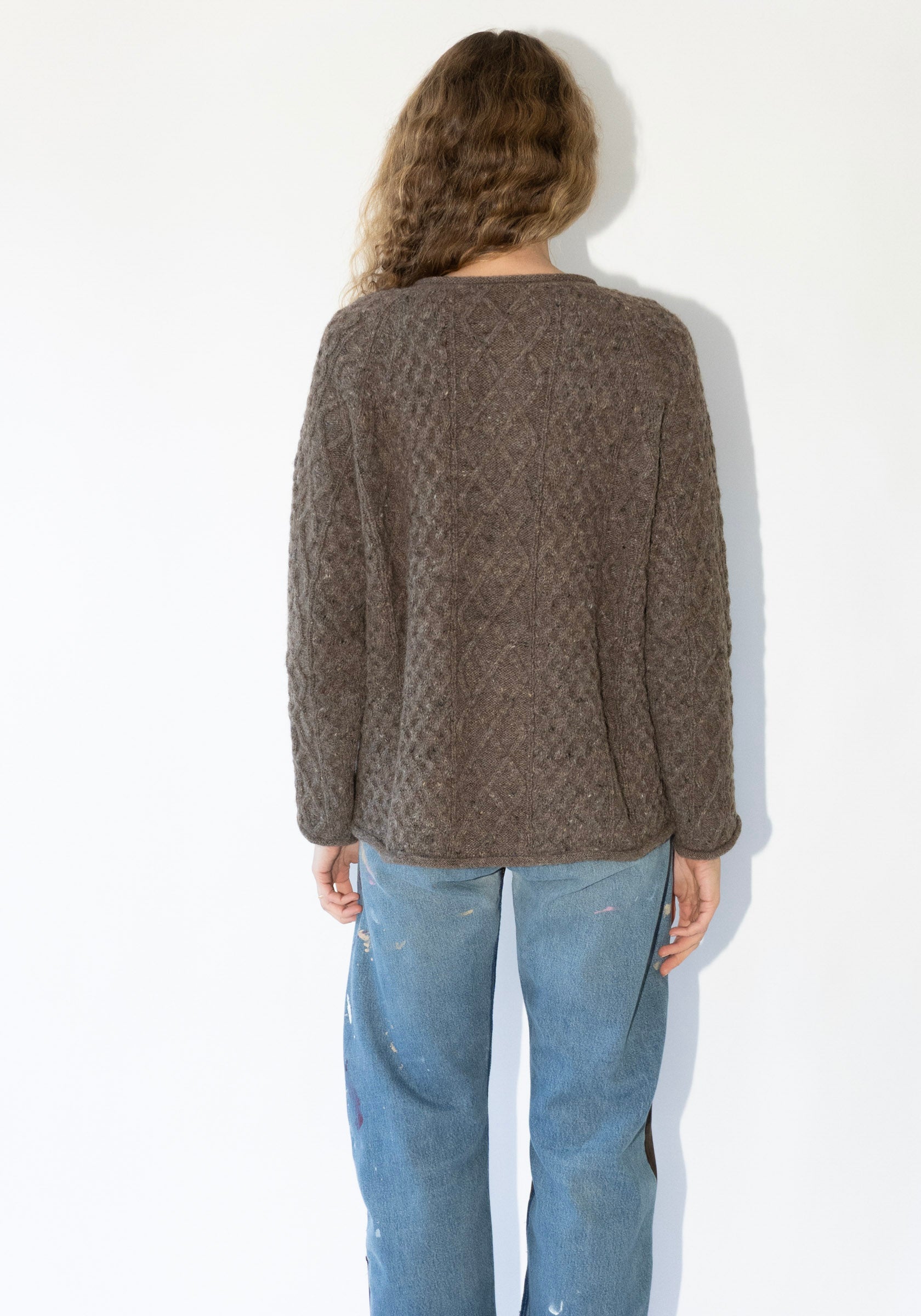 Gardeners Cable Cardigan in Mushroom