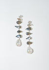 Long Flora Earrings in Silver and Pearl