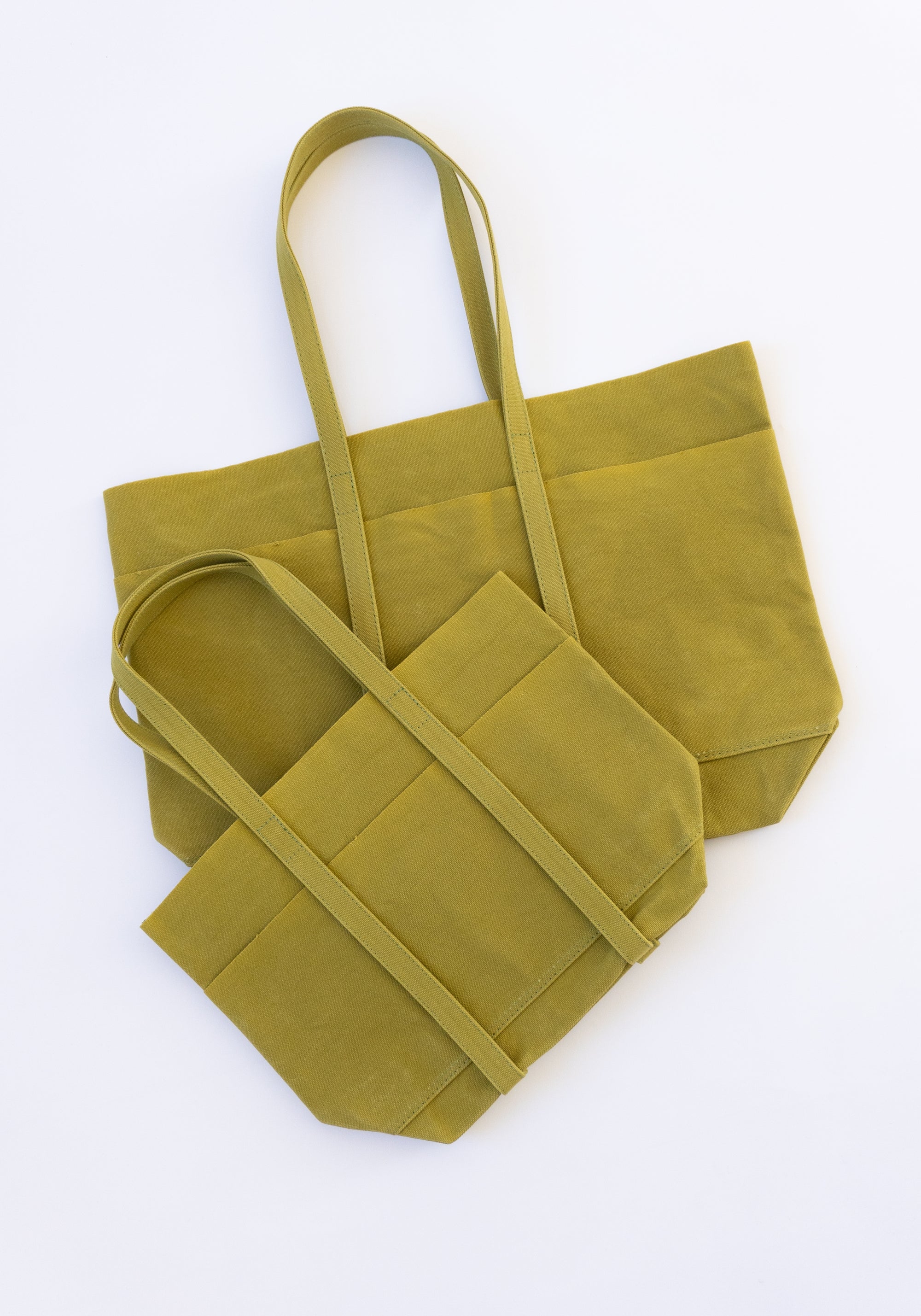 Amiacalva Washed Canvas 6 Pocket Tote in Lime