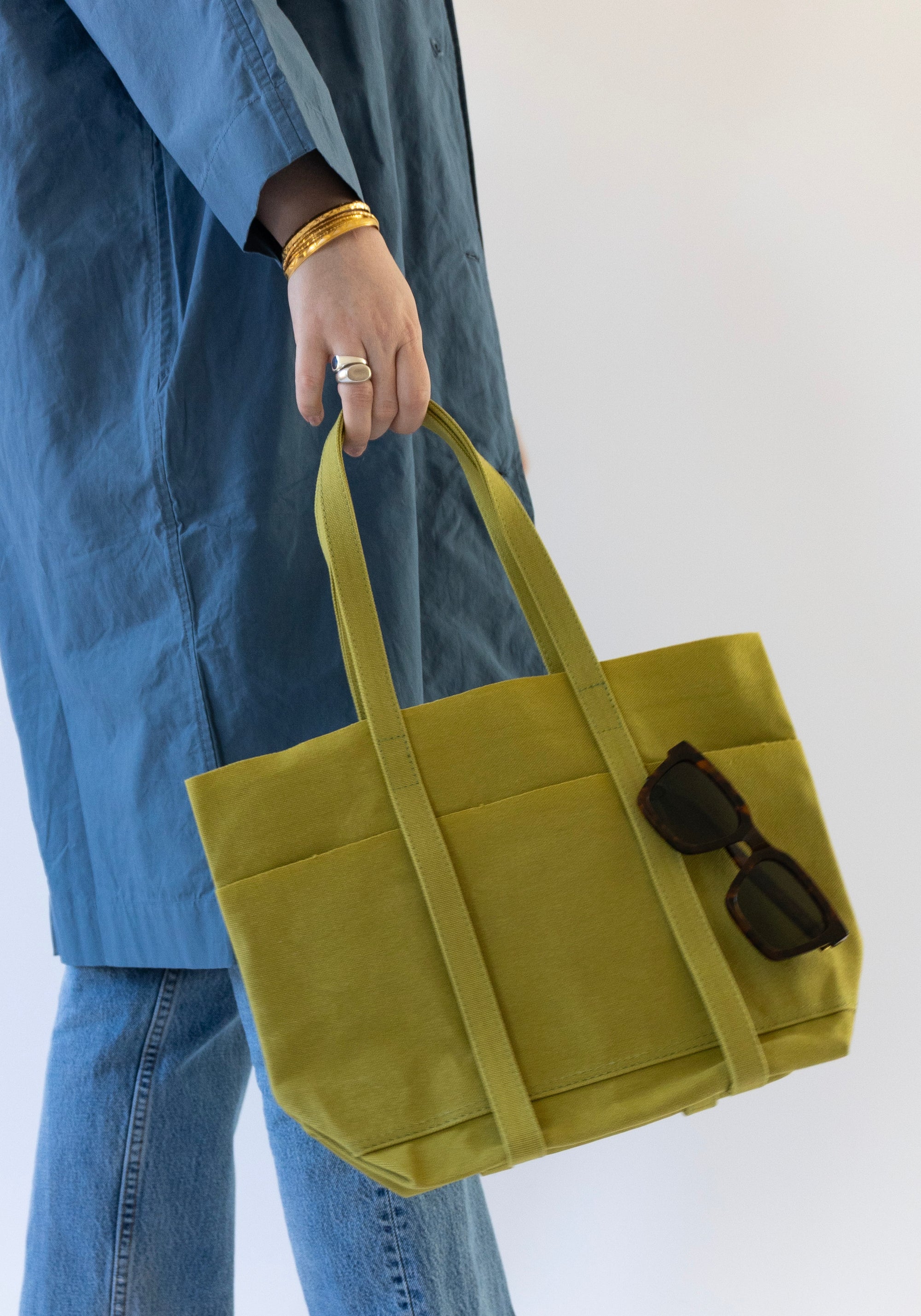Small Light Canvas Tote in Lime