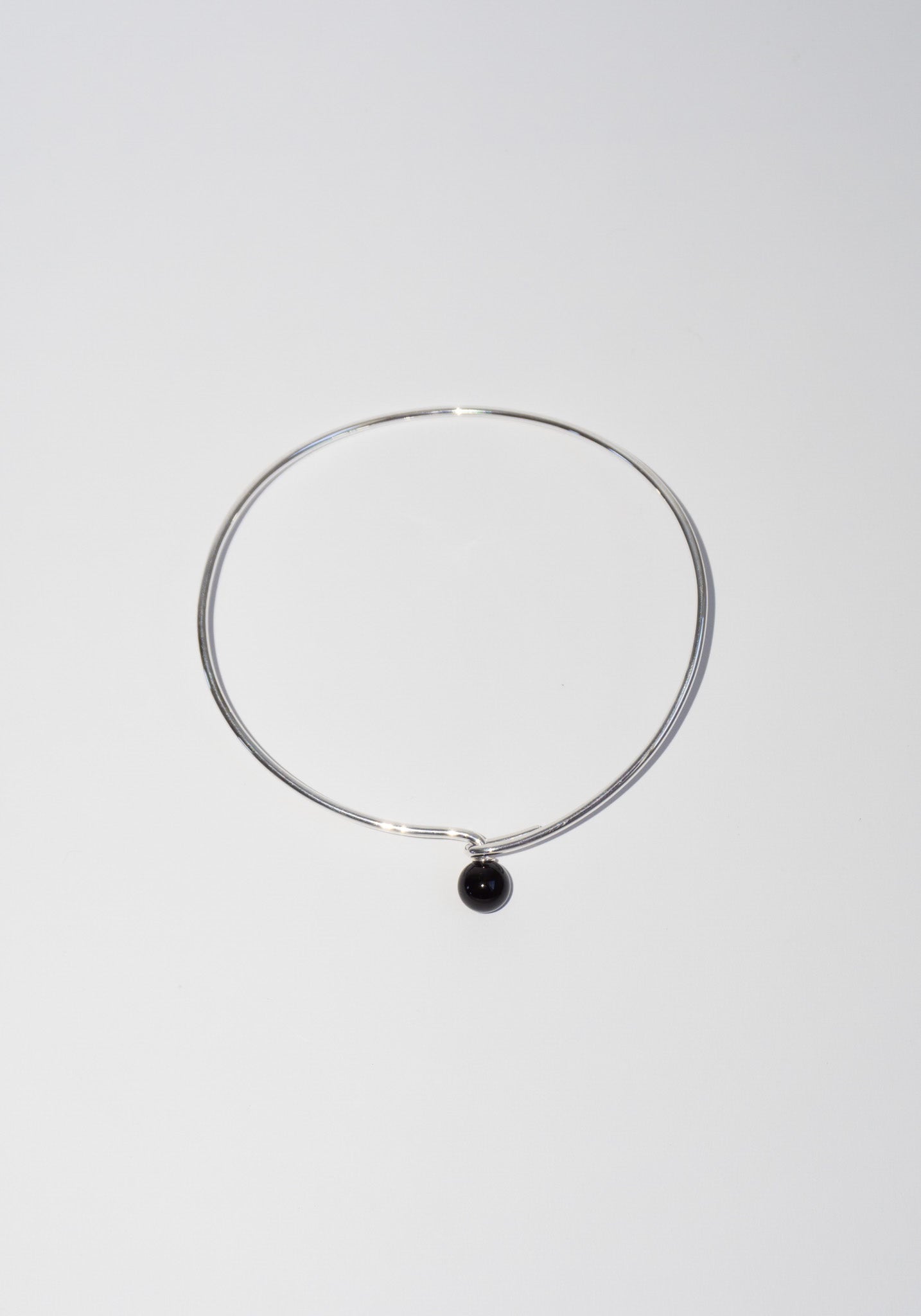 Linear Bead Collar in Silver and Black Onyx