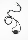 Annika Inez Ellipse Large Pendant Necklace in Black Shungite