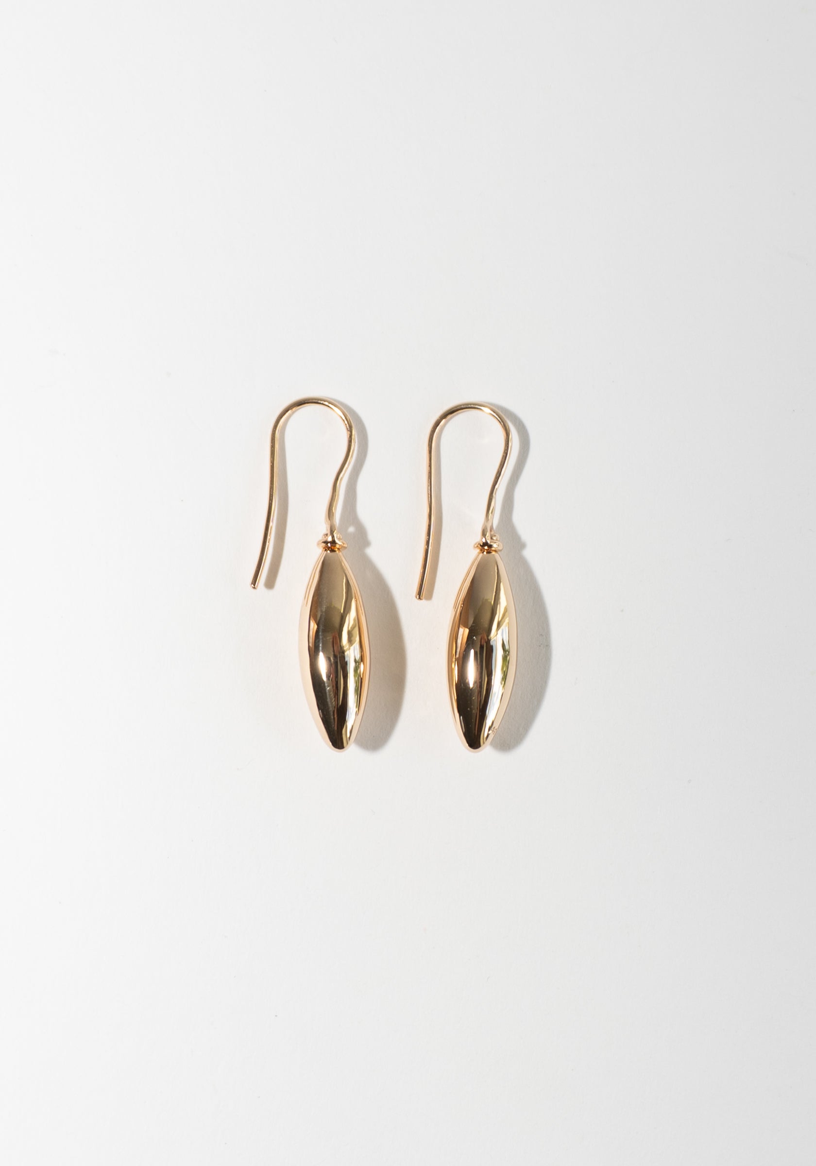 Small Elongated Ellipse Earrings in Gold