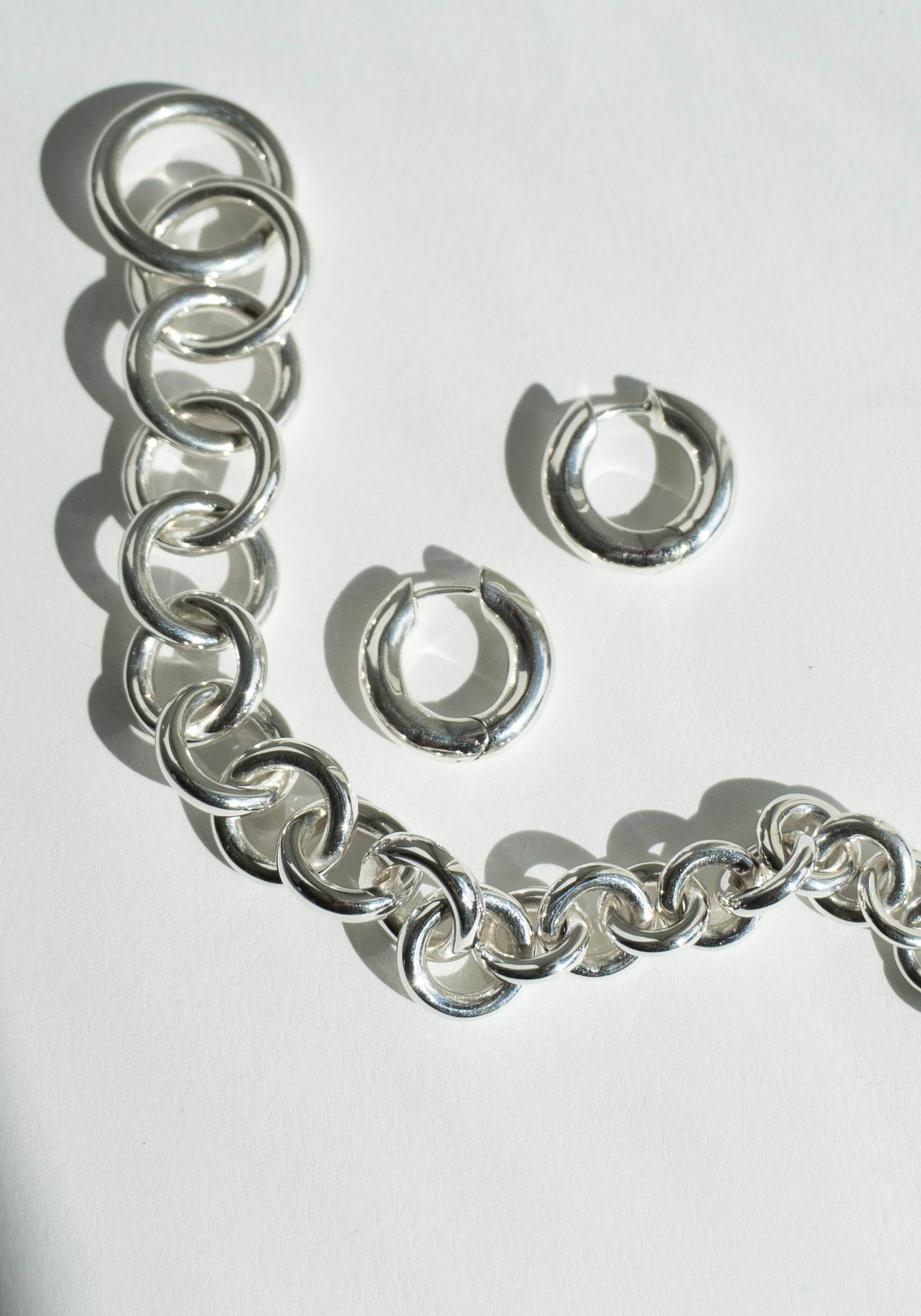 Wide Large Oblique Hoops in Silver