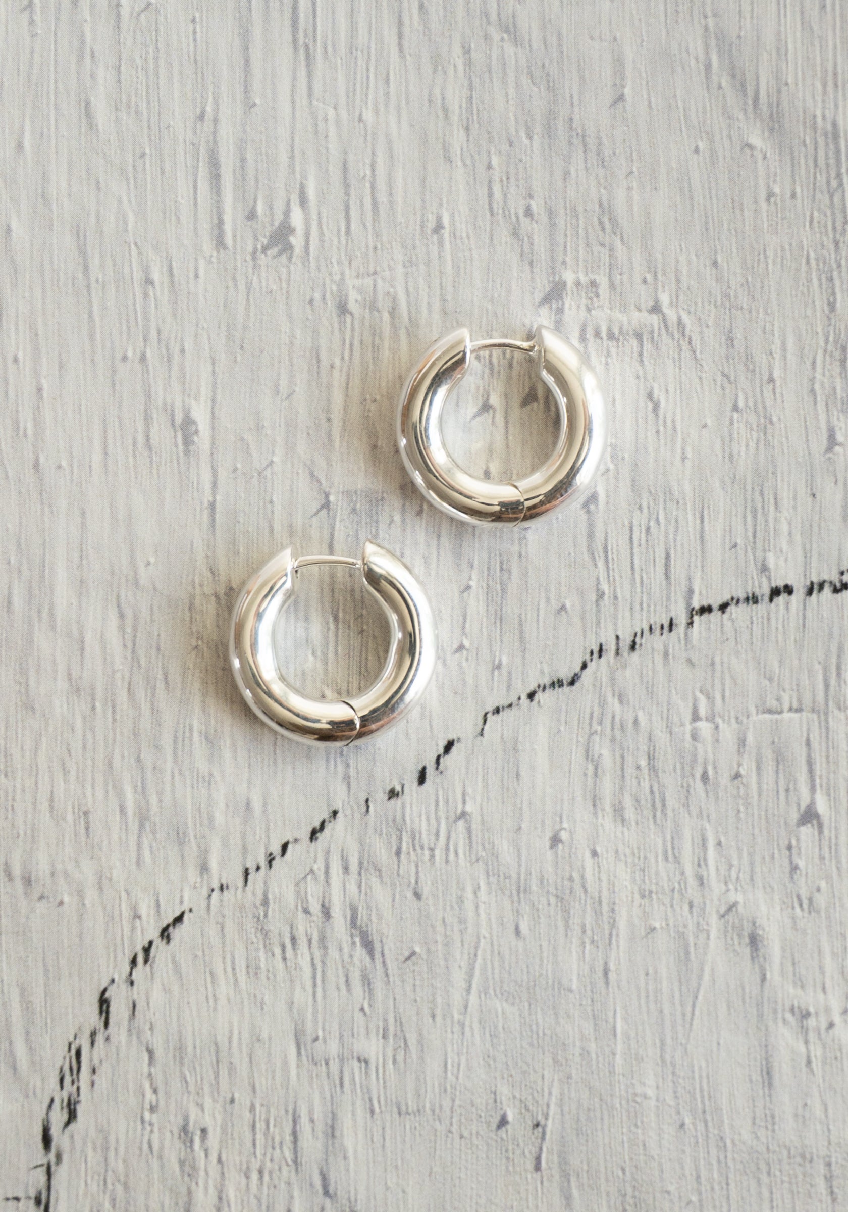 Wide Large Oblique Hoops in Silver