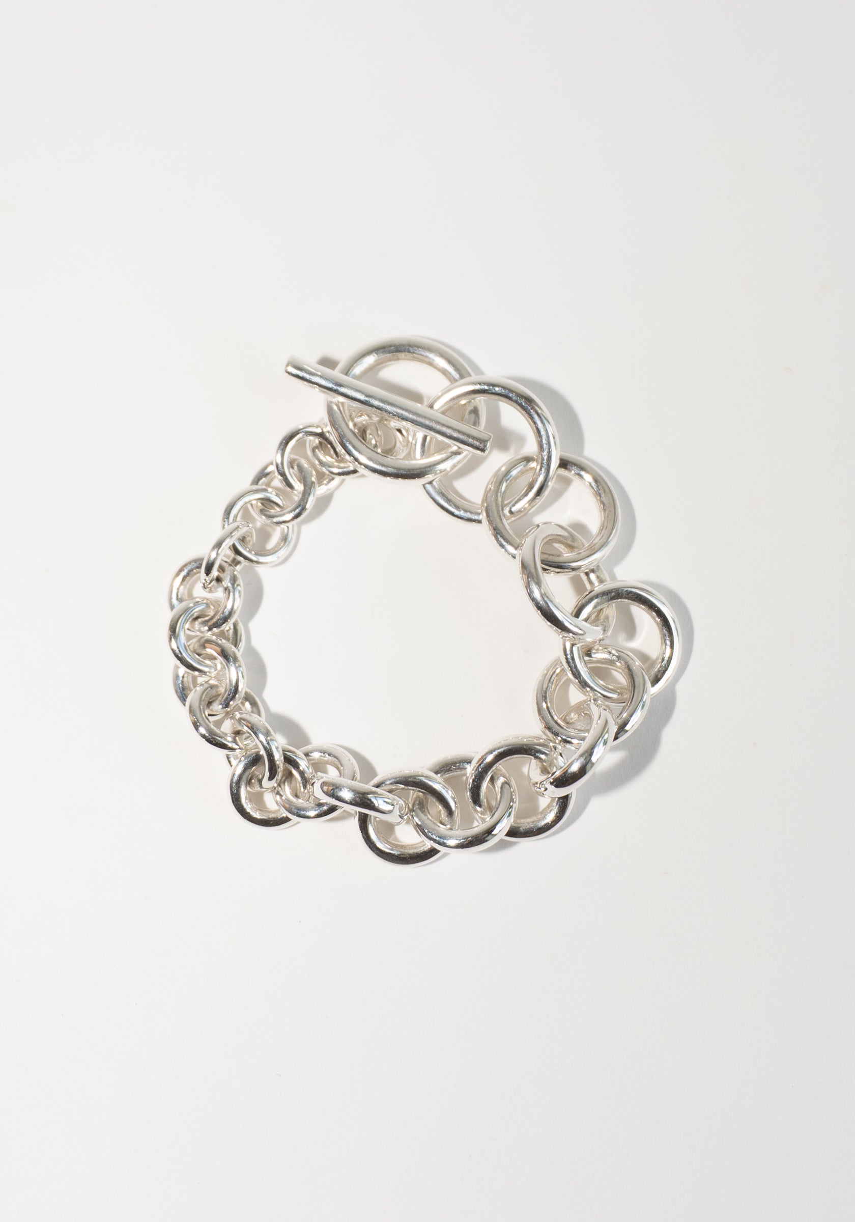 Wide Tapered Linked Bracelet in Silver