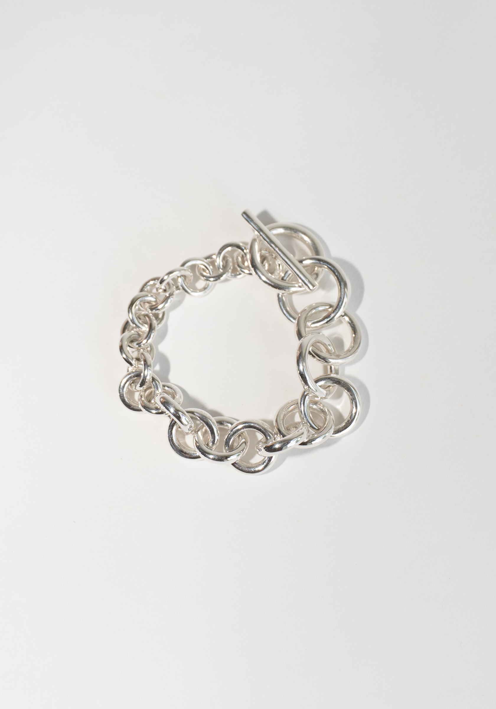 Wide Tapered Linked Bracelet in Silver
