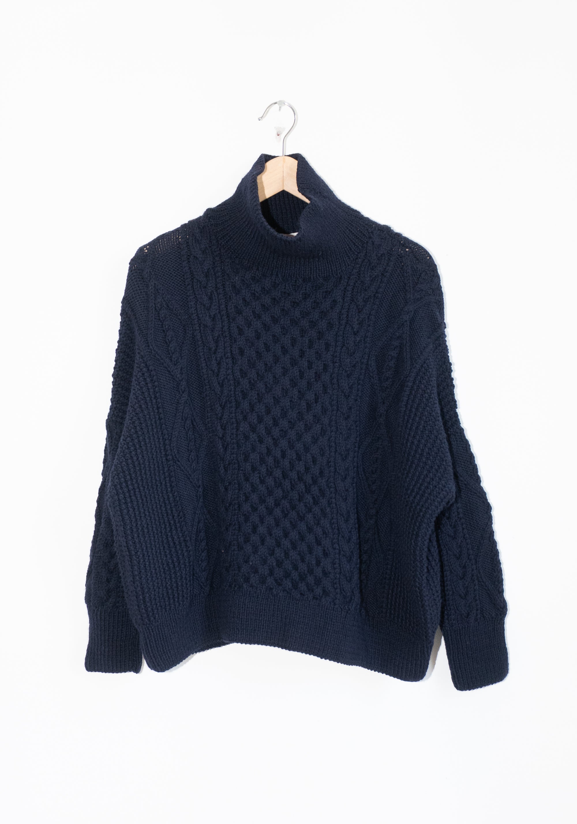 Auntie Oti Fisherman Sweater in Midnight