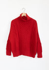 Auntie Oti Fisherman Sweater in Red
