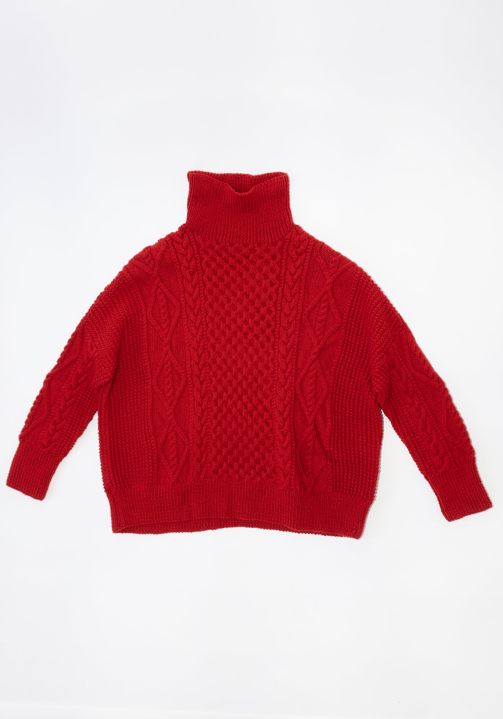 Auntie Oti Fisherman Sweater in Red