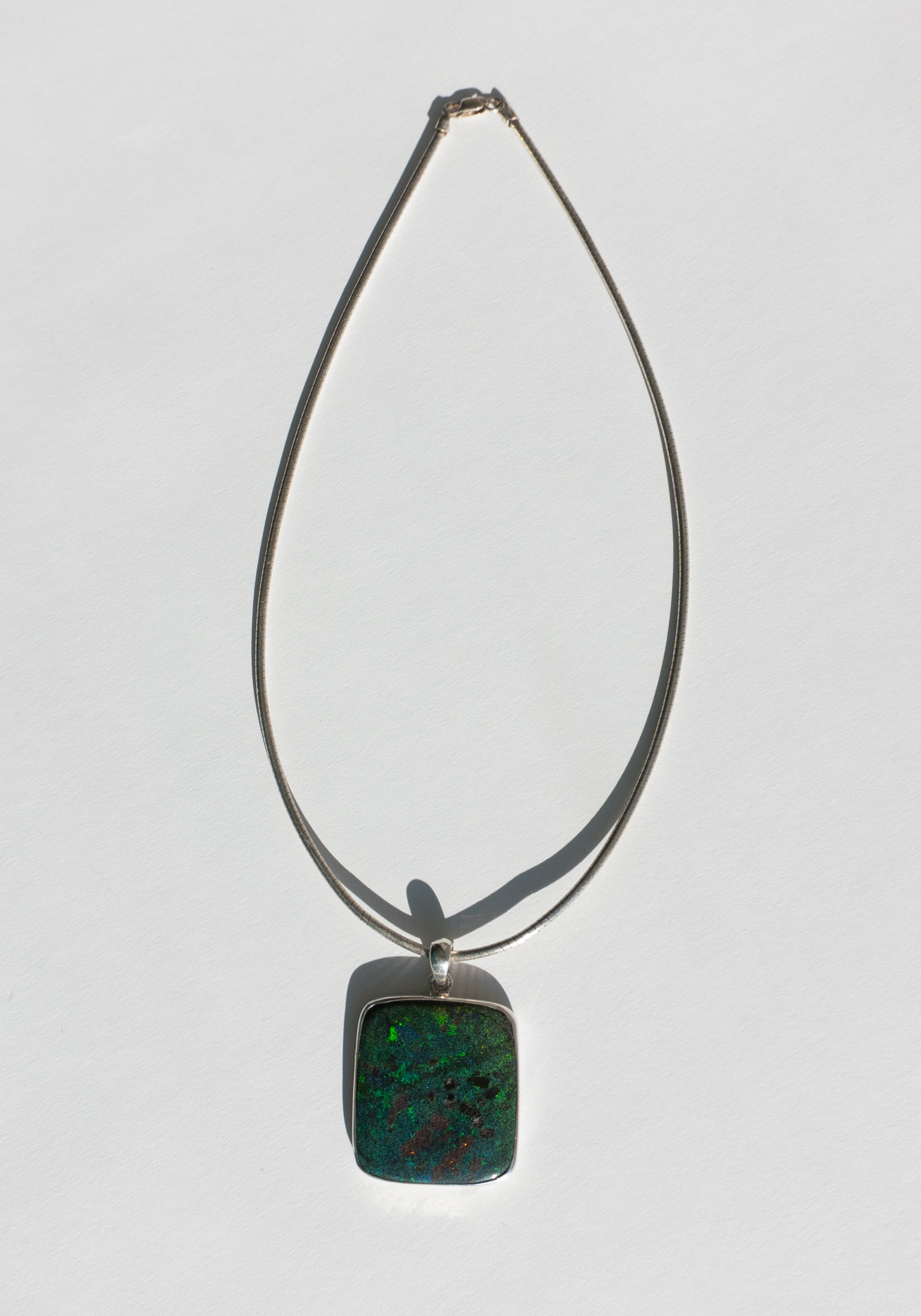 Green Australian Opal Pendant Necklace
