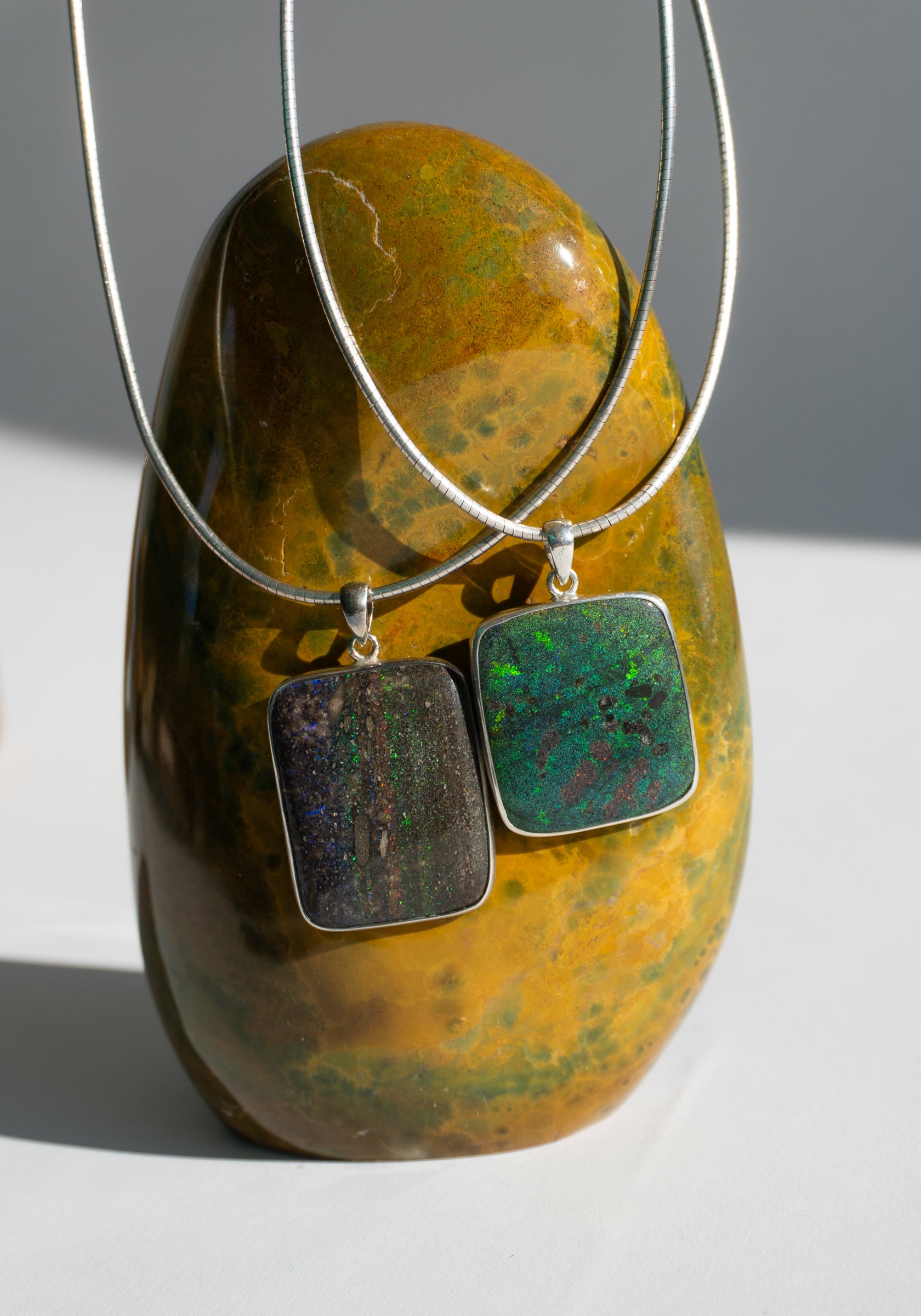 Dark Australian Opal Pendant Necklace