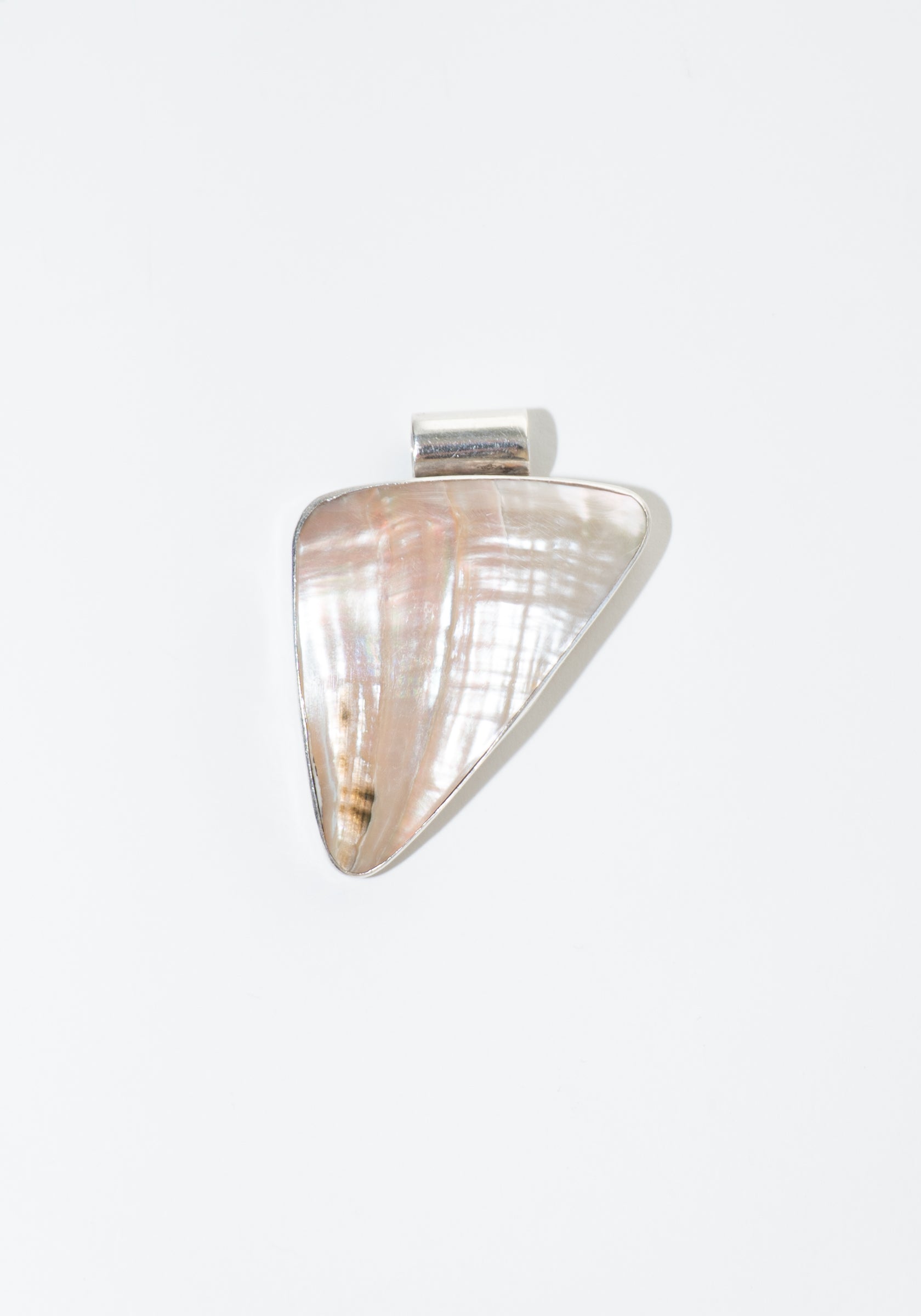 Vintage Sterling Mother of Pearl Triangle Pendant