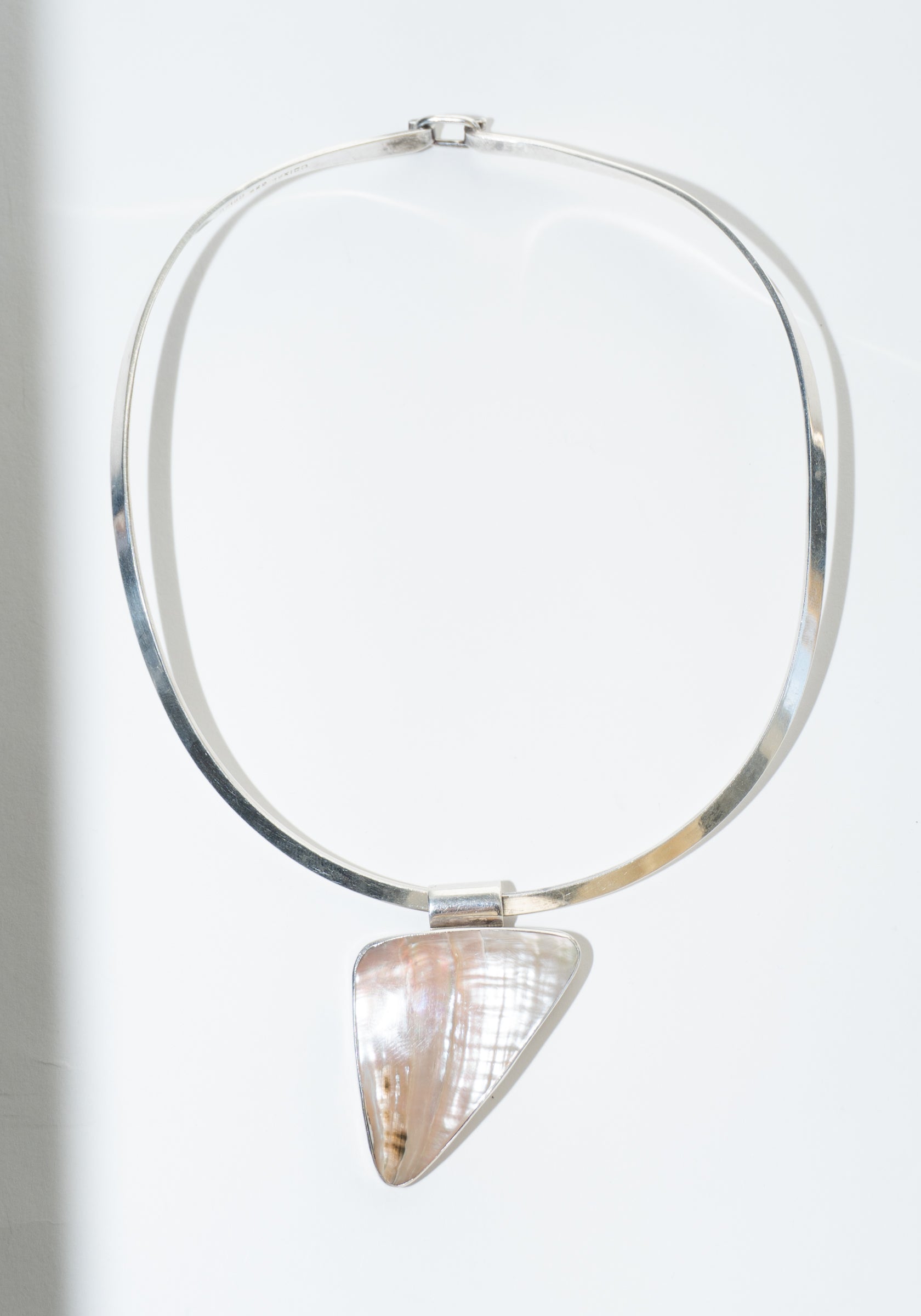 Vintage Sterling Mother of Pearl Triangle Pendant