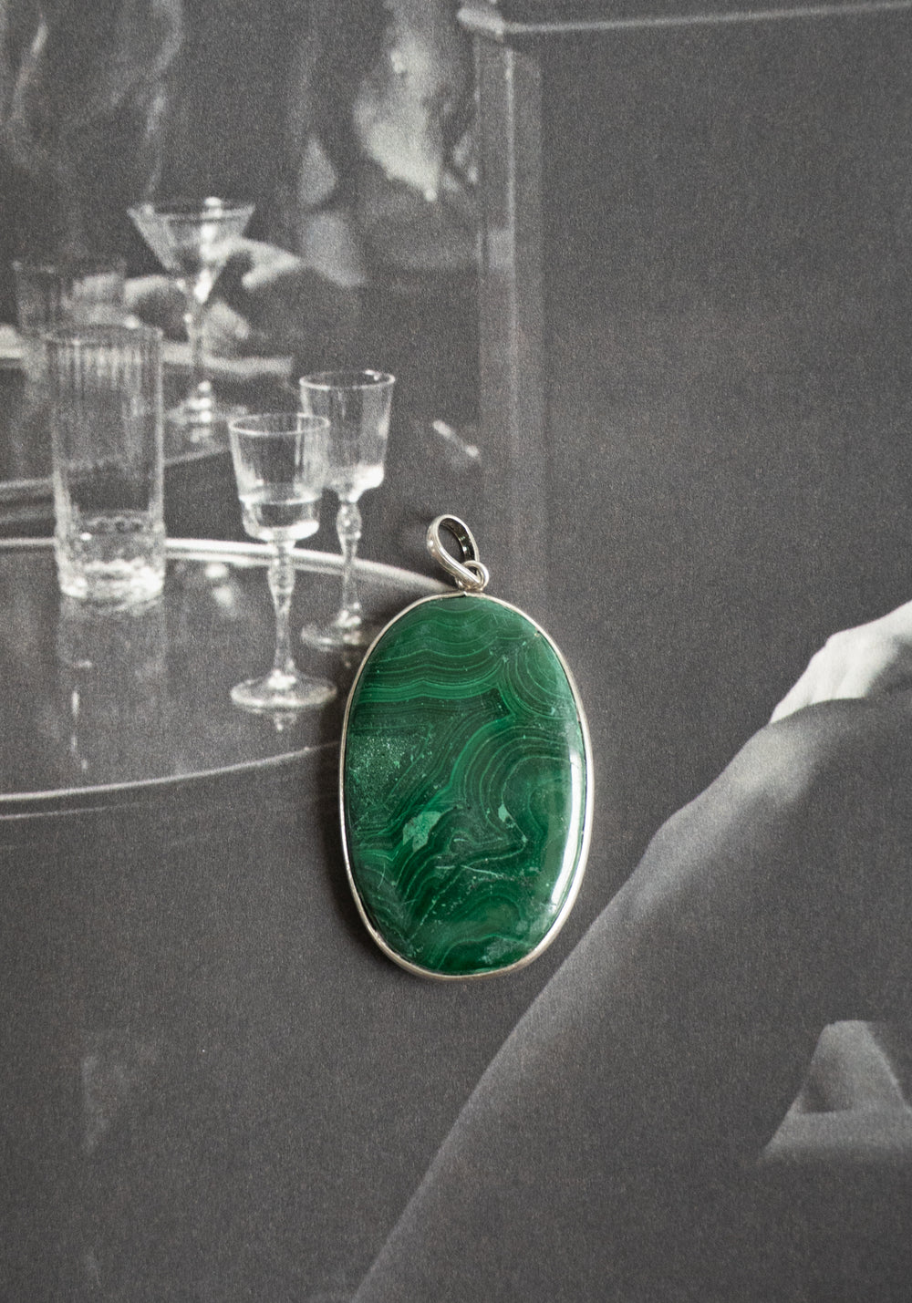 Vintage Sterling and Malachite Pendant