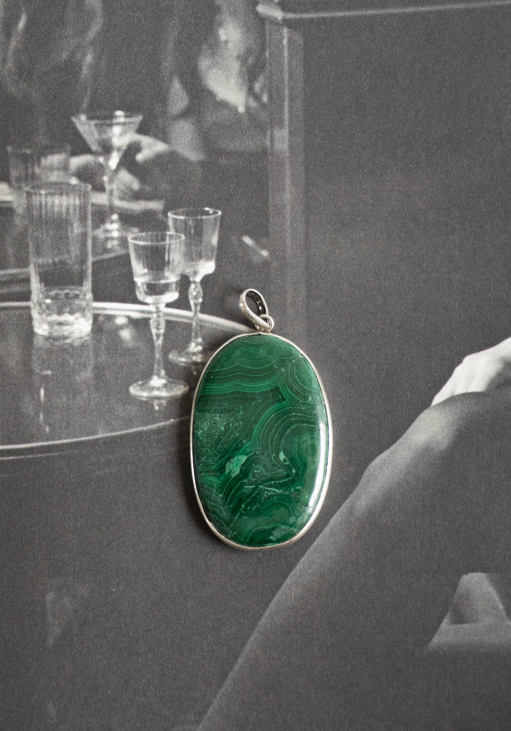 Vintage Sterling and Malachite Pendant