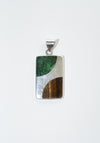 Vintage Sterling Malachite Tiger's Eye Pendant