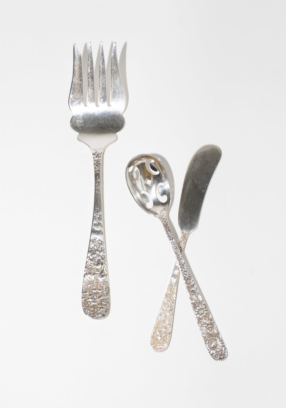 Vintage Sterling Silver Ornate Floral Utensils