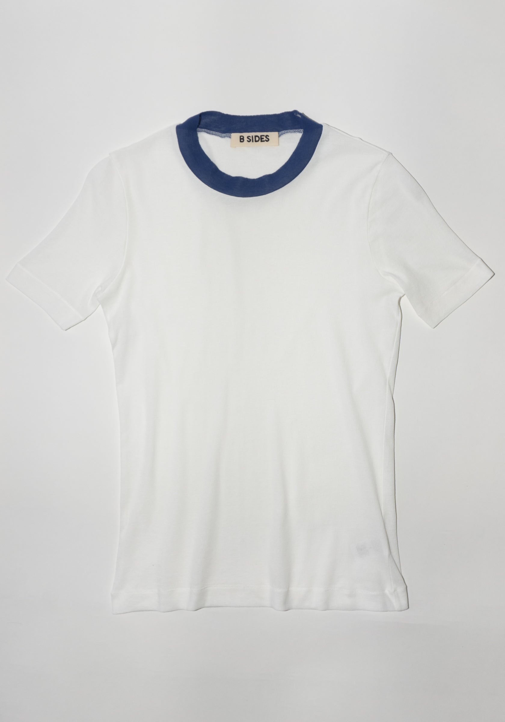 B Sides Ringer Tee in White and Blue

