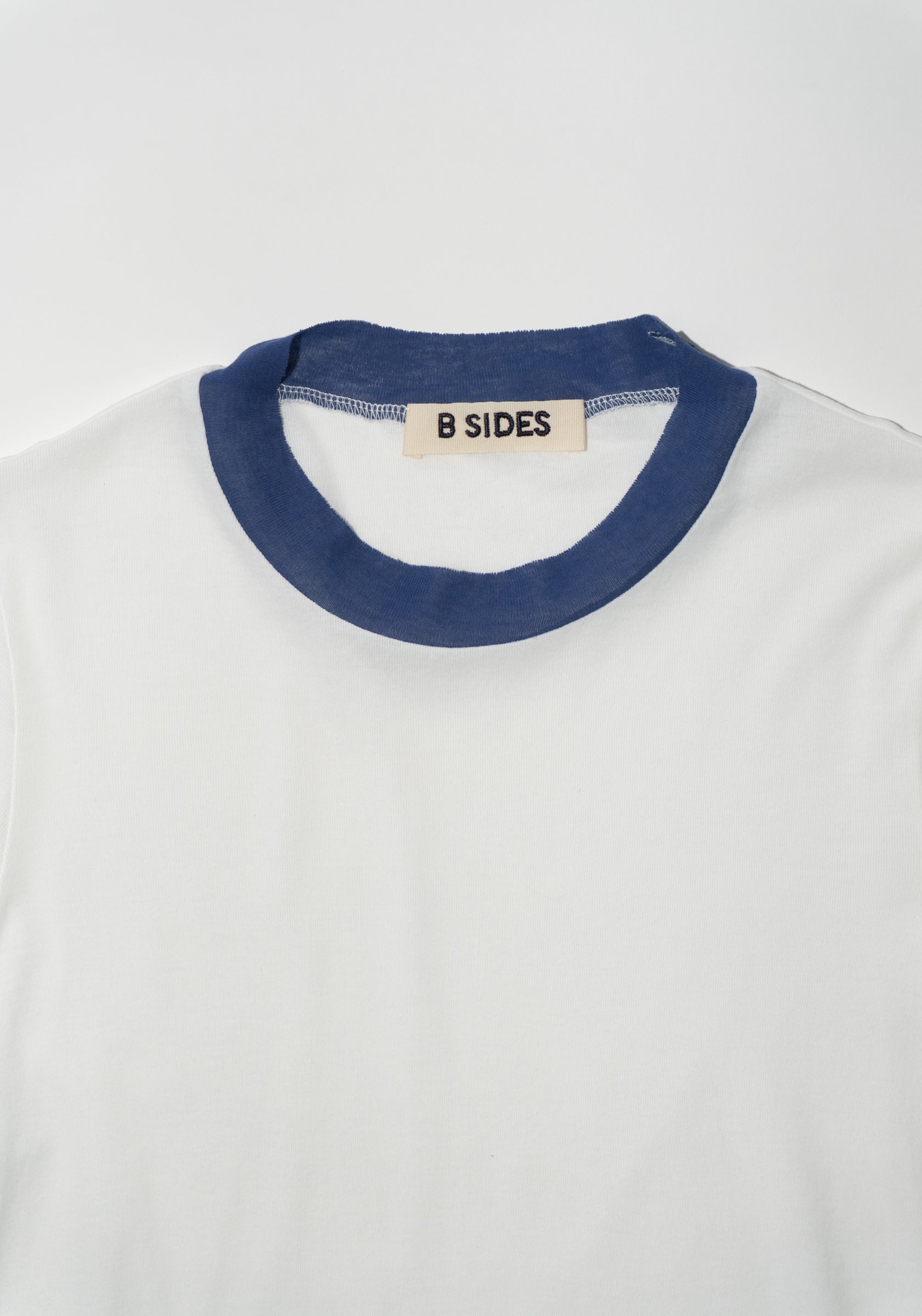 B Sides Ringer Tee in White and Blue


