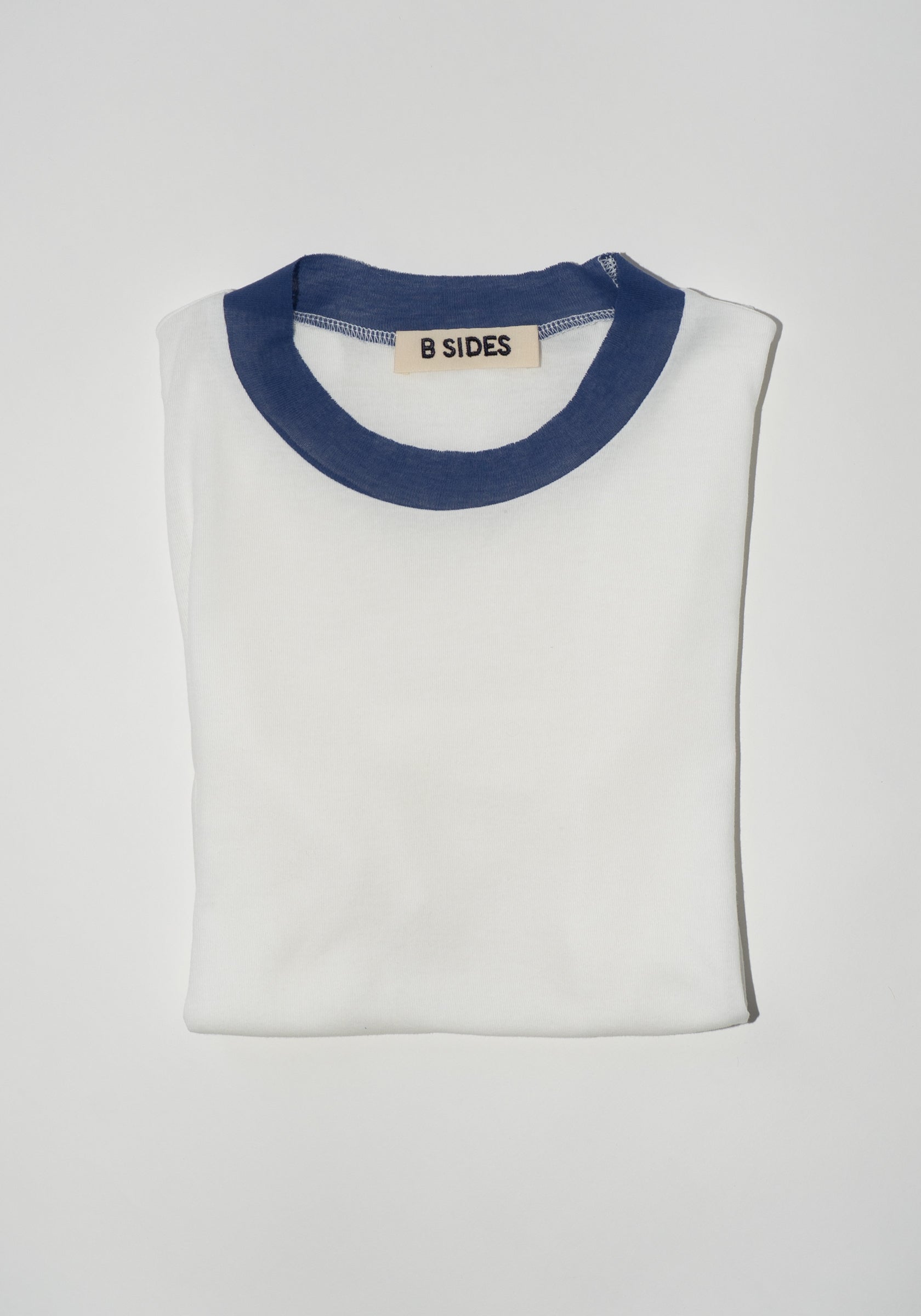 B Sides Ringer Tee in White and Blue

