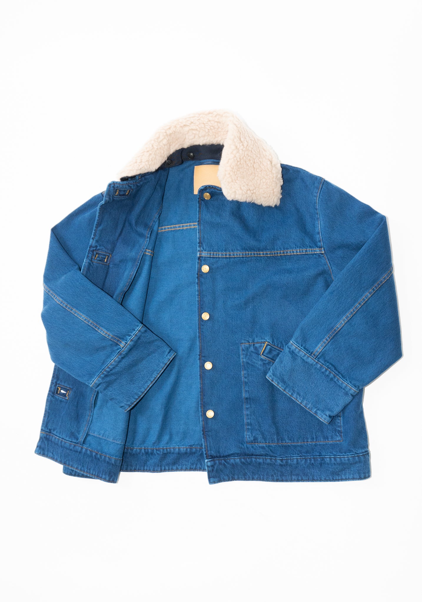 B Sides Stadium Jacket Sherpa Collar in Van Blue / Oatmeal Sherpa Collar