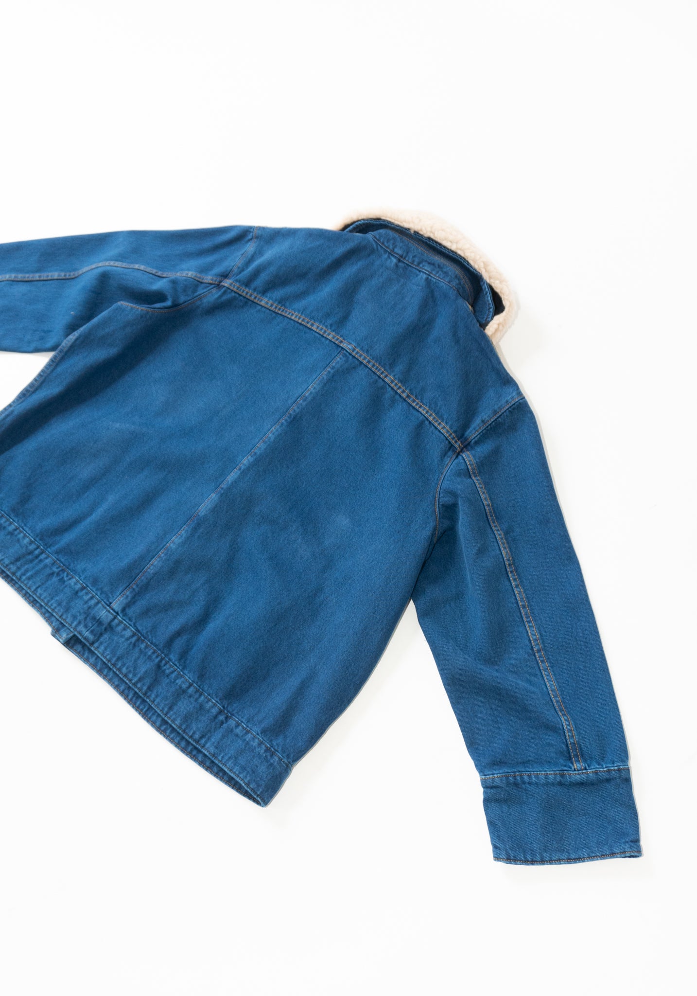 B Sides Stadium Jacket Sherpa Collar in Van Blue / Oatmeal Sherpa Collar