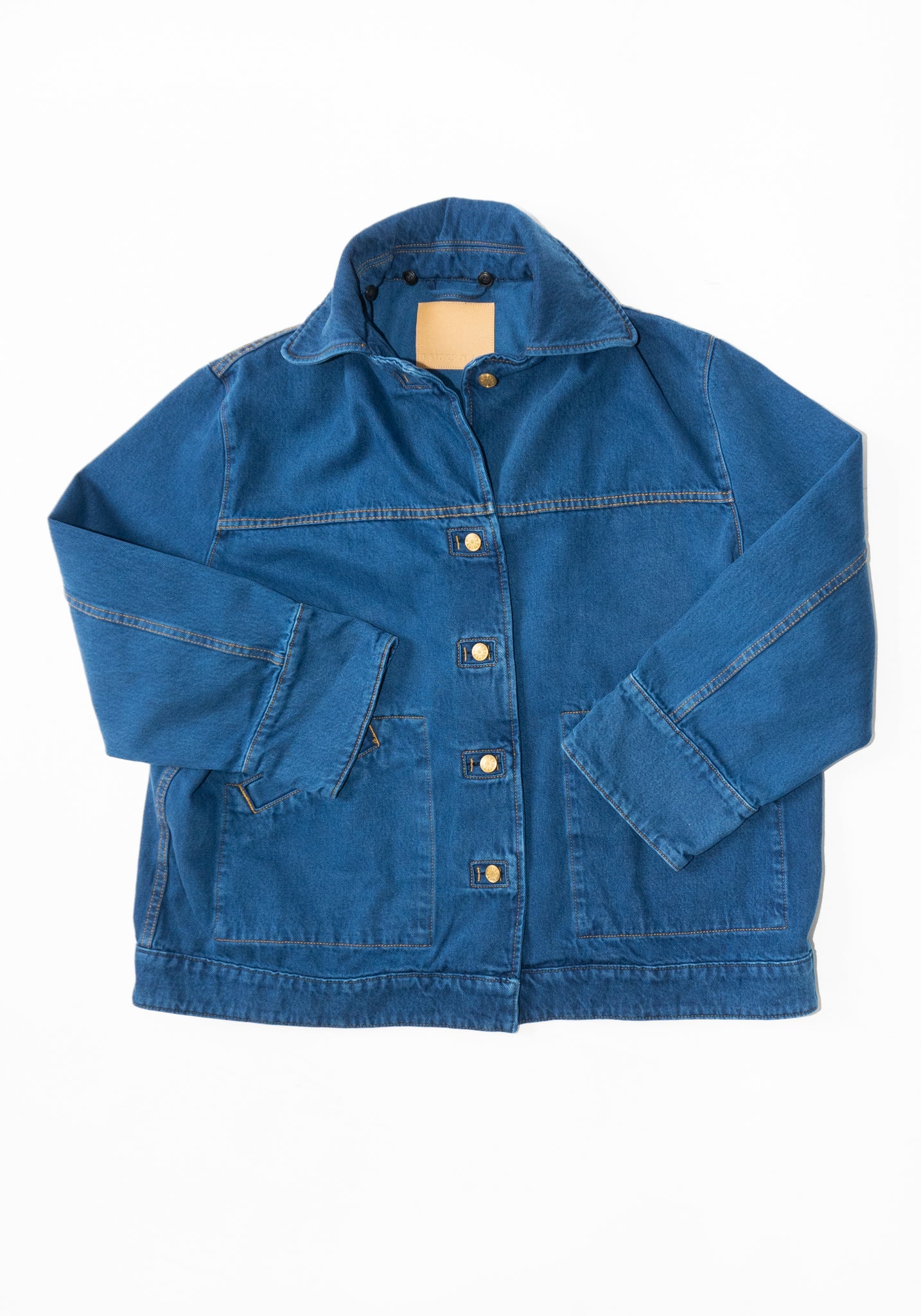 B Sides Stadium Jacket Sherpa Collar in Van Blue / Oatmeal Sherpa Collar