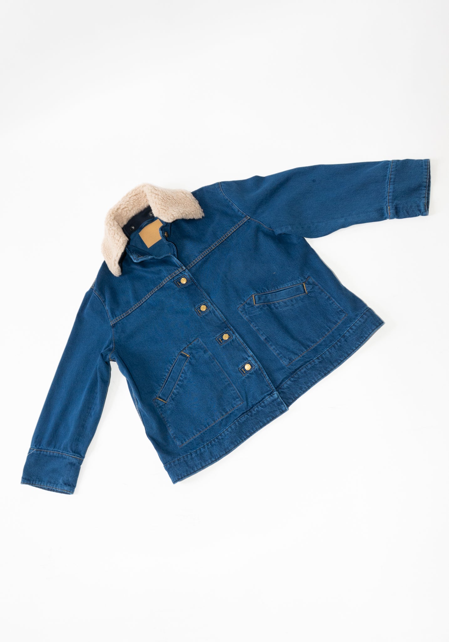 B Sides Stadium Jacket Sherpa Collar in Van Blue / Oatmeal Sherpa Collar