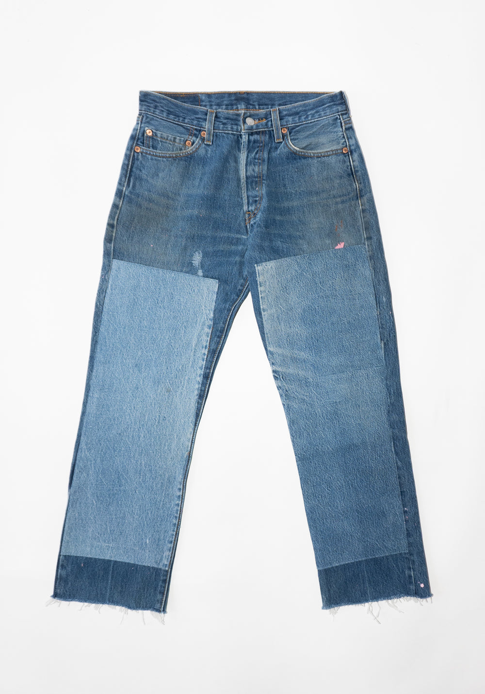 B Sides Vintage Reworked Straight Patchwork Jeans