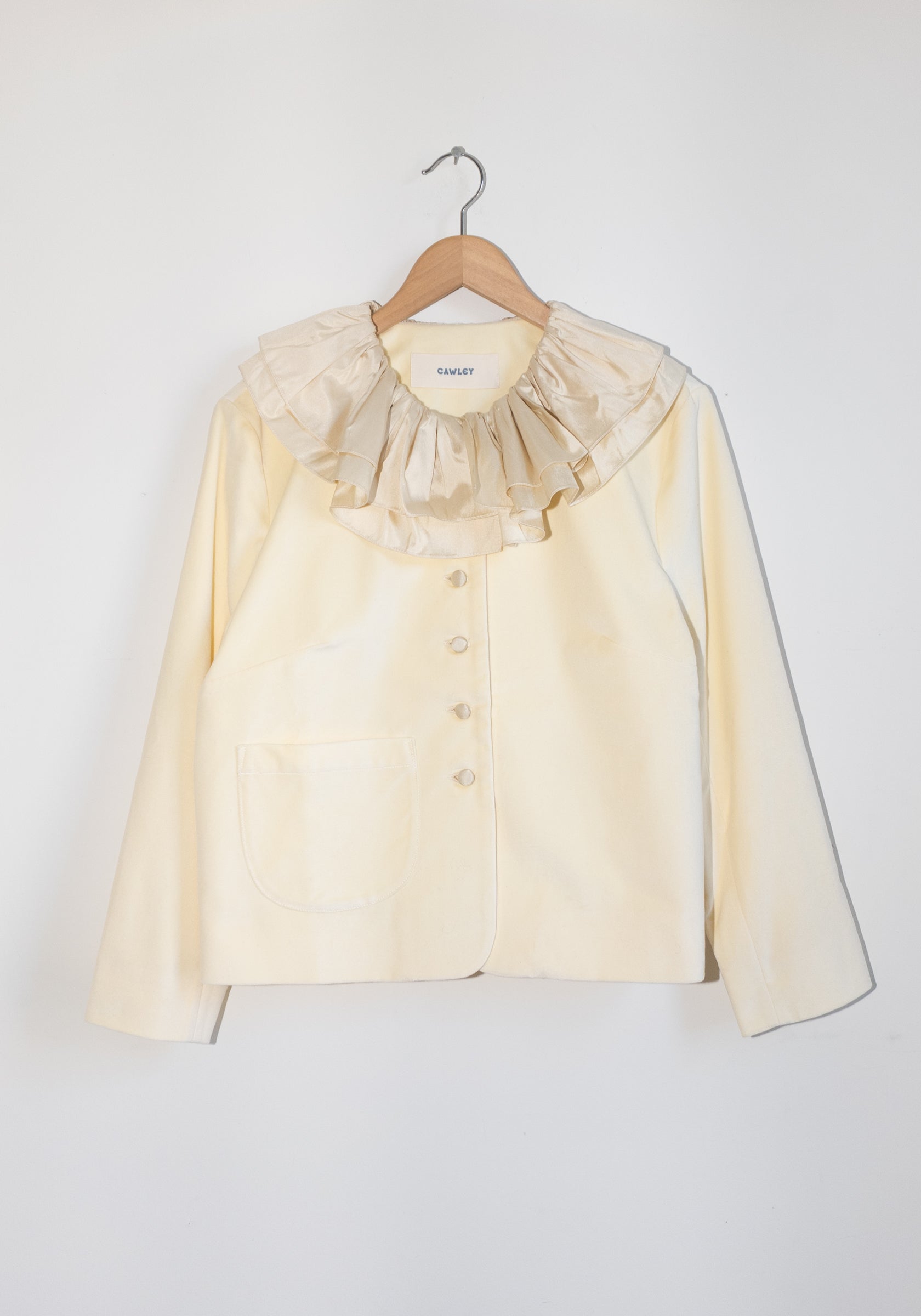 Cawley British Cotton Velvet Rowan Jacket in Ivory