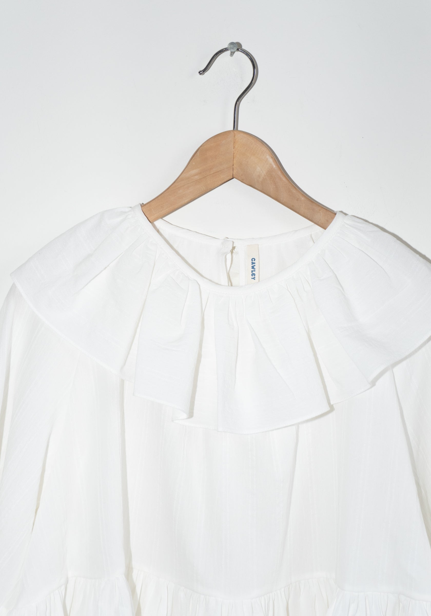 Cawley Japanese Washed Dobby Chambray Delilah Top in White