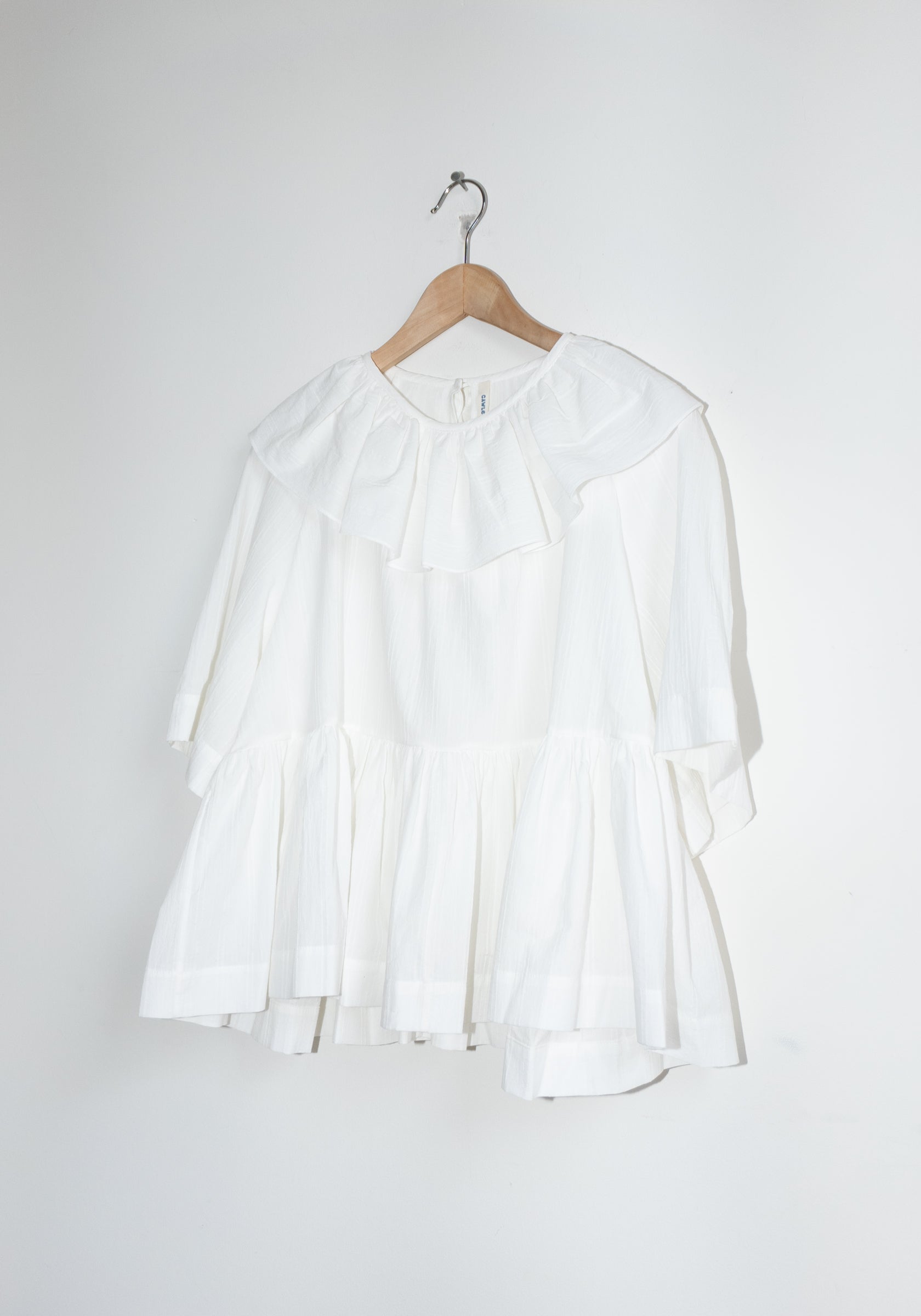 Cawley Japanese Washed Dobby Chambray Delilah Top in White