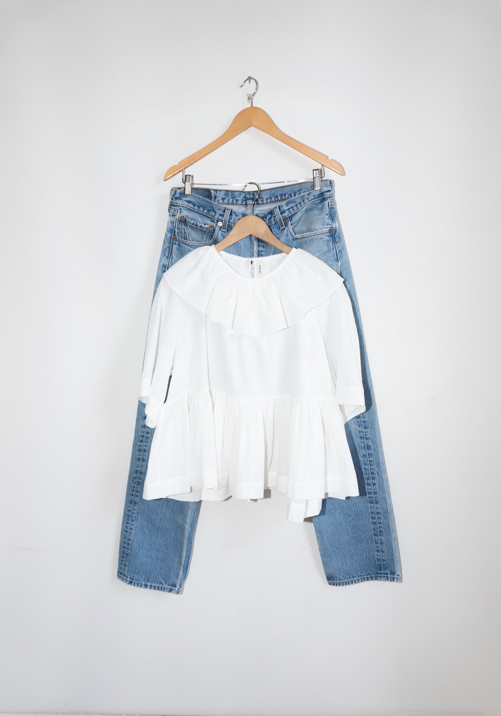 Cawley Japanese Washed Dobby Chambray Delilah Top in White