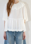 Cawley Japanese Washed Dobby Chambray Delilah Top in White
