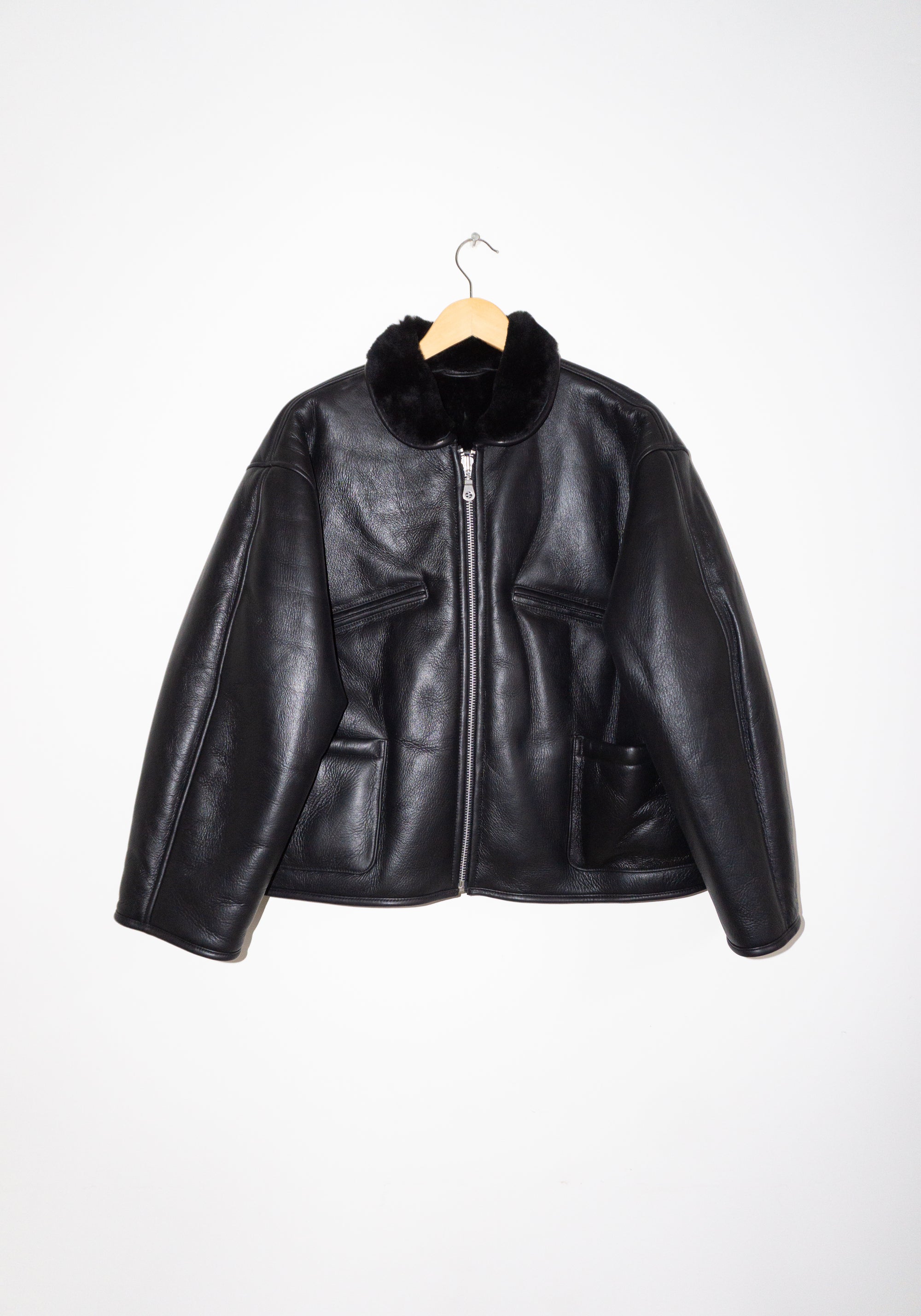 Cawley Leather Flying Jacket in Black