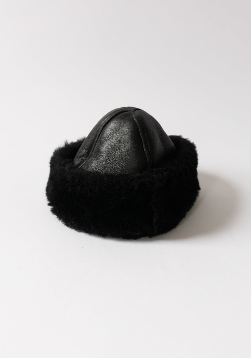 Cawley Leather and Shearling Cap in Black