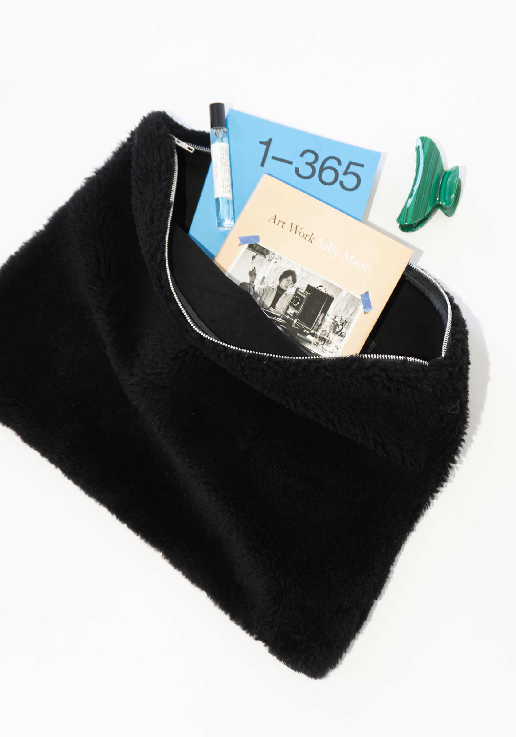 Sheepskin Clutch Bag in Black