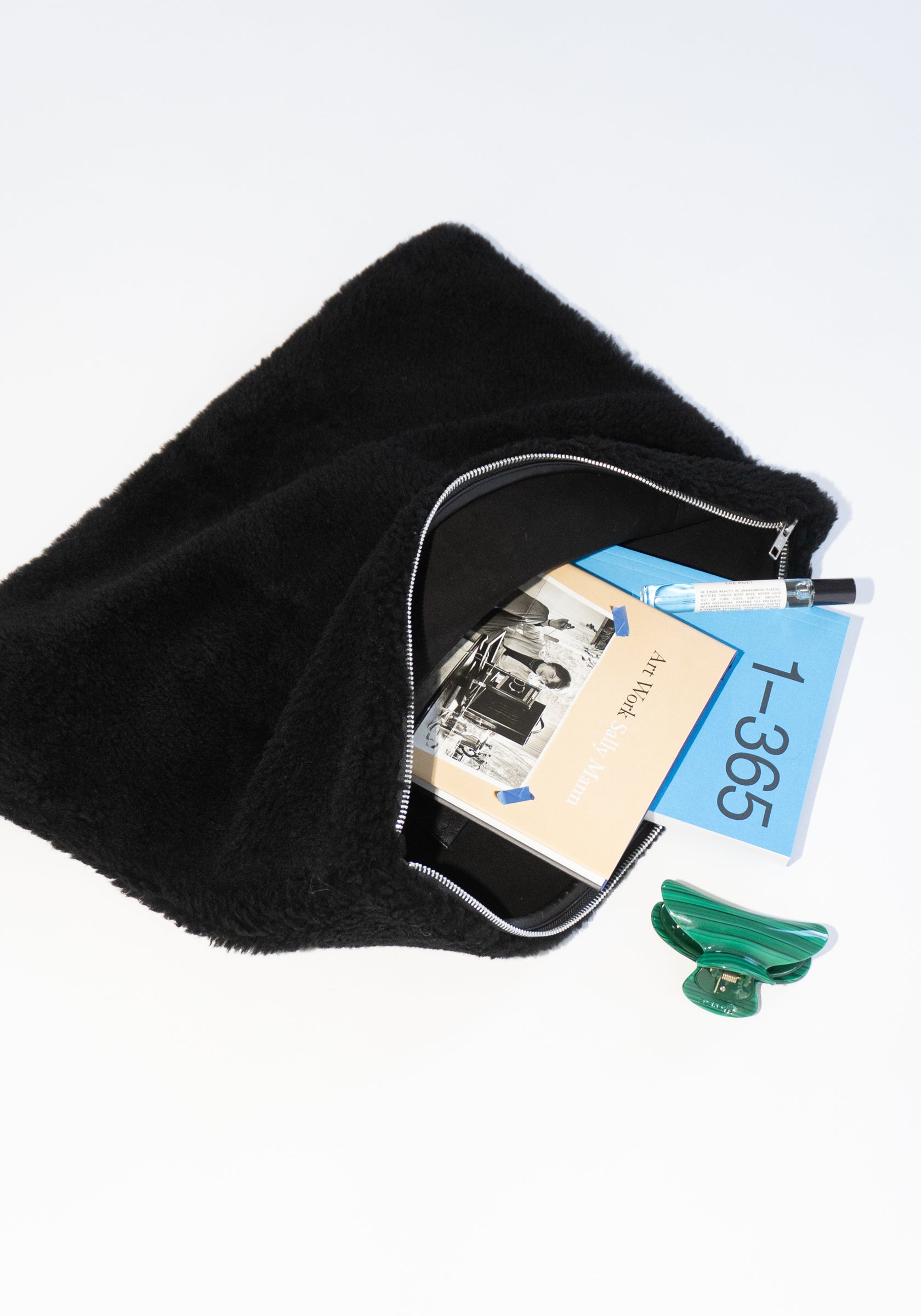 Cawley Sheepskin Clutch Bag in Black