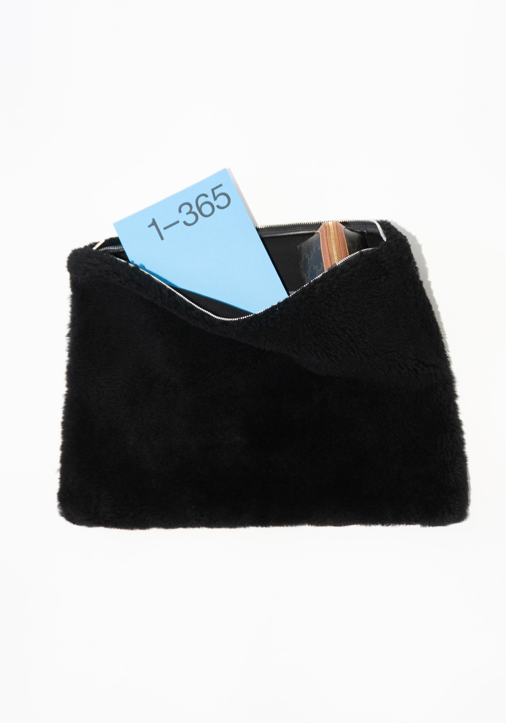 Sheepskin Clutch Bag in Black