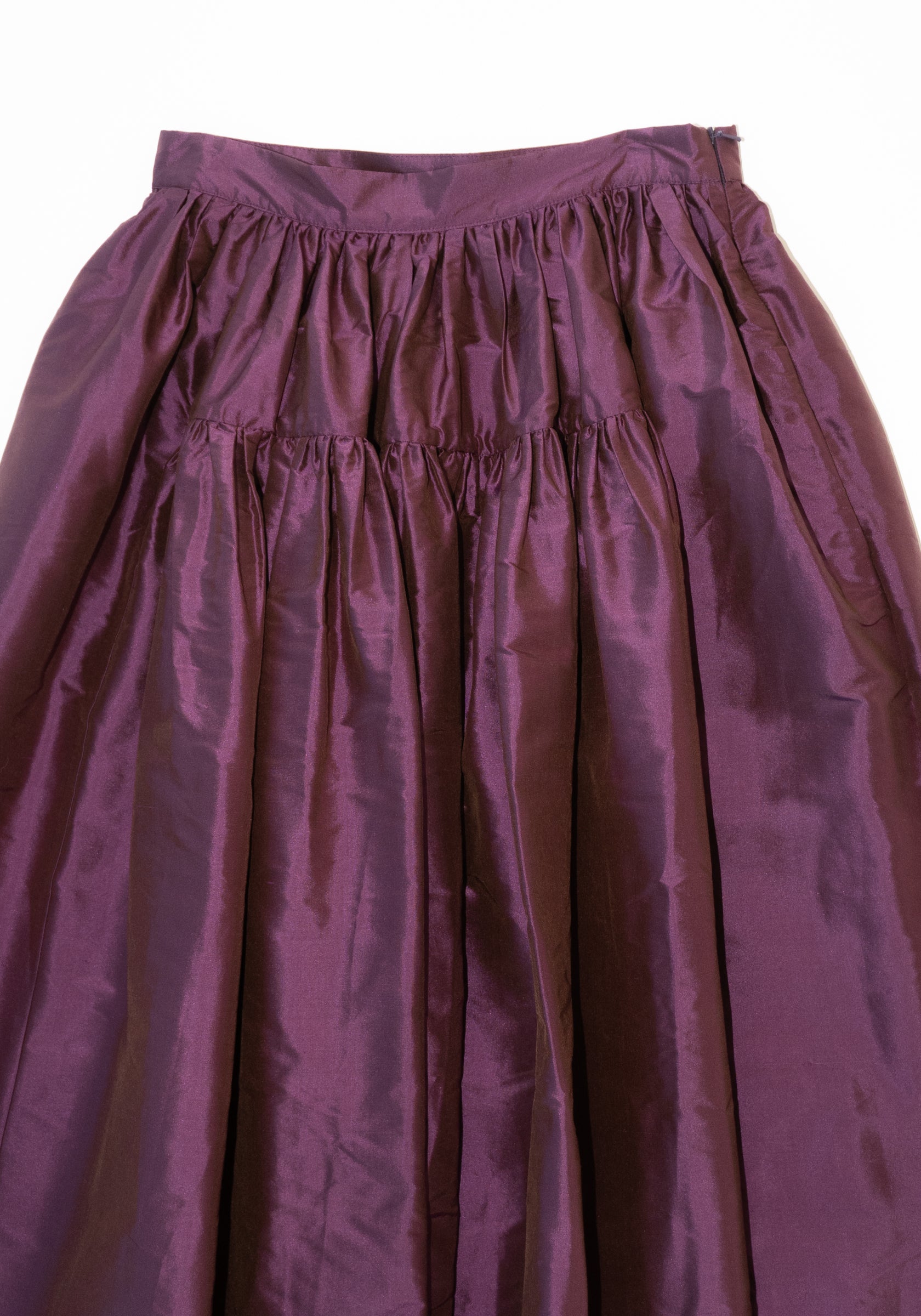 Cawley Silk Dupioni Panel Skirt in Plum